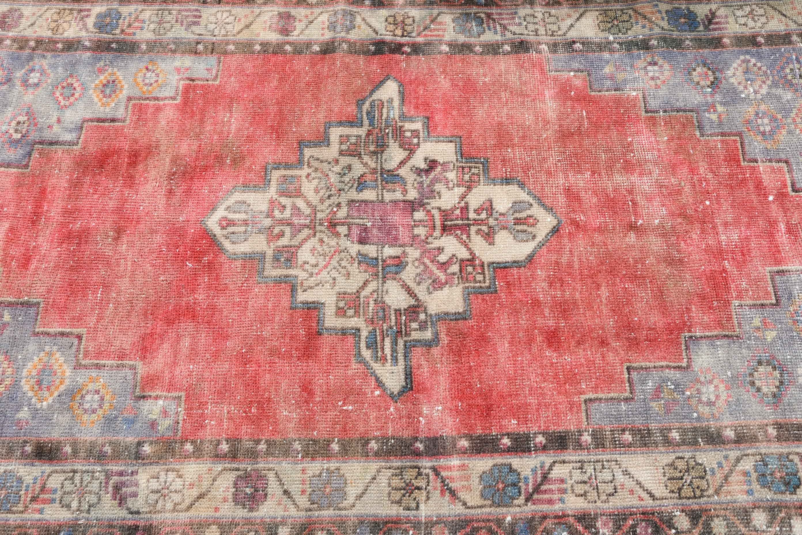 3.6x6.8 ft Area Rugs, Vintage Decor Rug, Antique Rug, Turkish Rug, Oriental Rug, Red Wool Rug, Nursery Rug, Vintage Rug, Living Room Rug