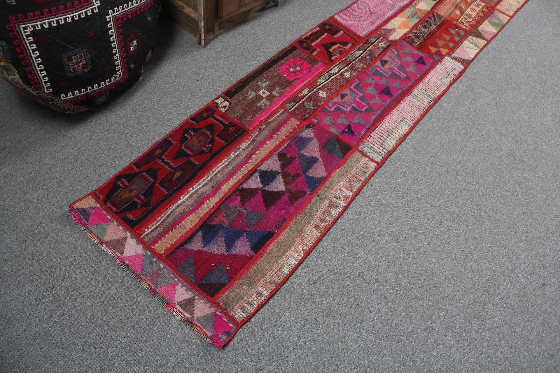 2x10.3 ft Runner Halı, Pembe Mutfak Halısı, Koridor Halıları, Antika Halılar, Yün Runner Halı Halıları, Vintage Halılar, Türk Halıları, Nötr Halılar