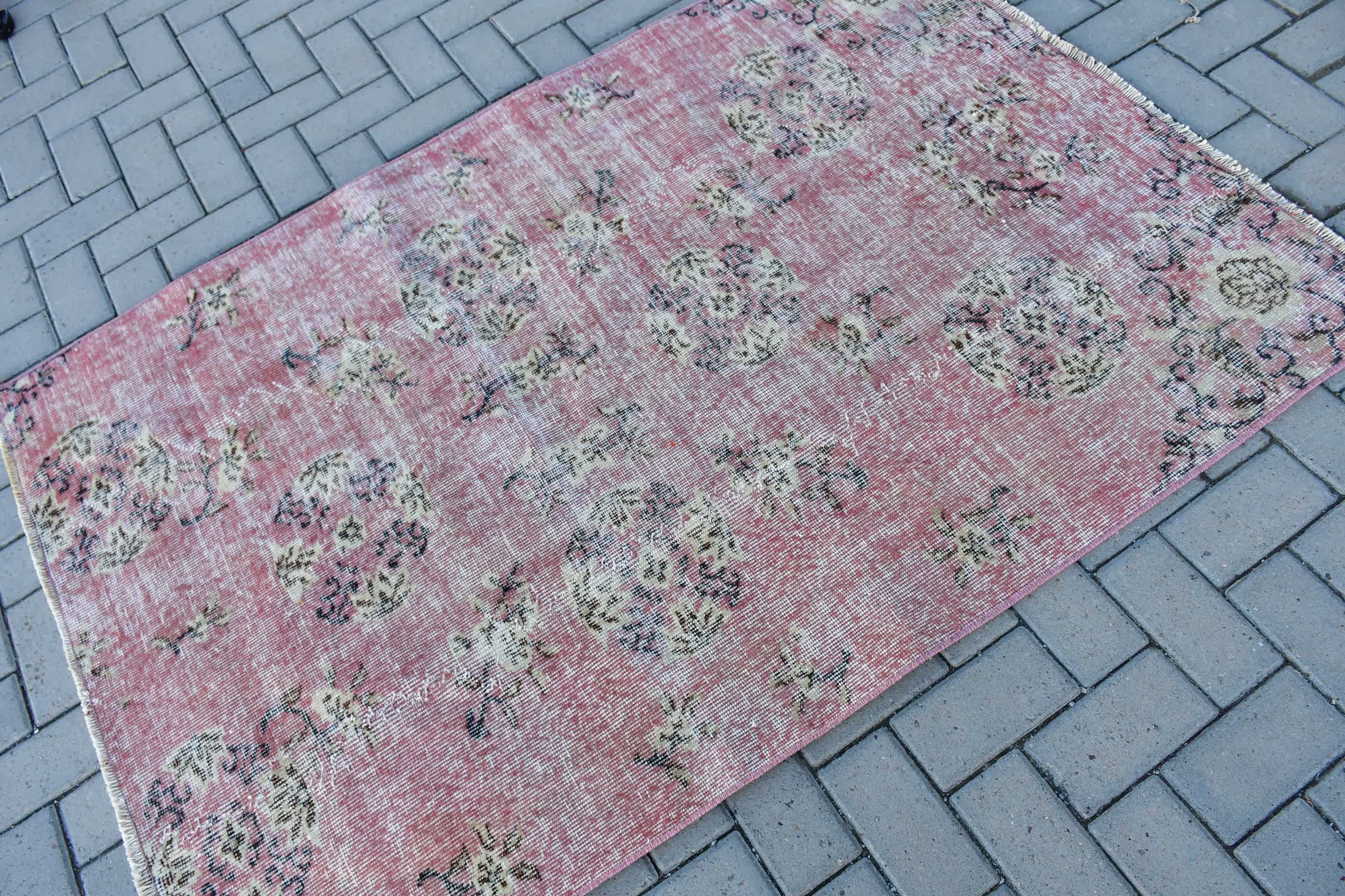 Yer Halısı, Mutfak Halıları, 3,8x5,6 ft Accent Halı, Ev Dekorasyonu Halısı, Mutfak Halısı, Pembe Oushak Halısı, Vintage Halı, Giriş Halıları, Türk Halısı