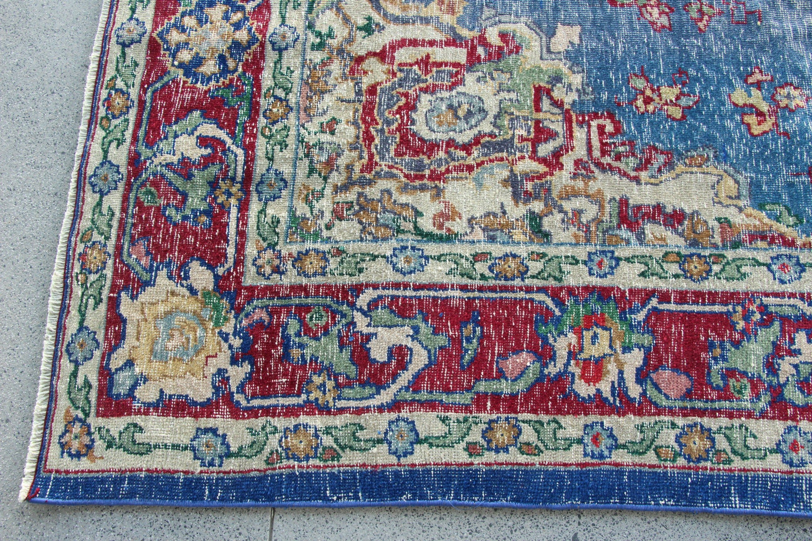 Blue Anatolian Rugs, Anatolian Rugs, Salon Rugs, 8x8.9 ft Oversize Rug, Vintage Rug, Turkish Rug, Luxury Rugs, Office Rugs, Dining Room Rug