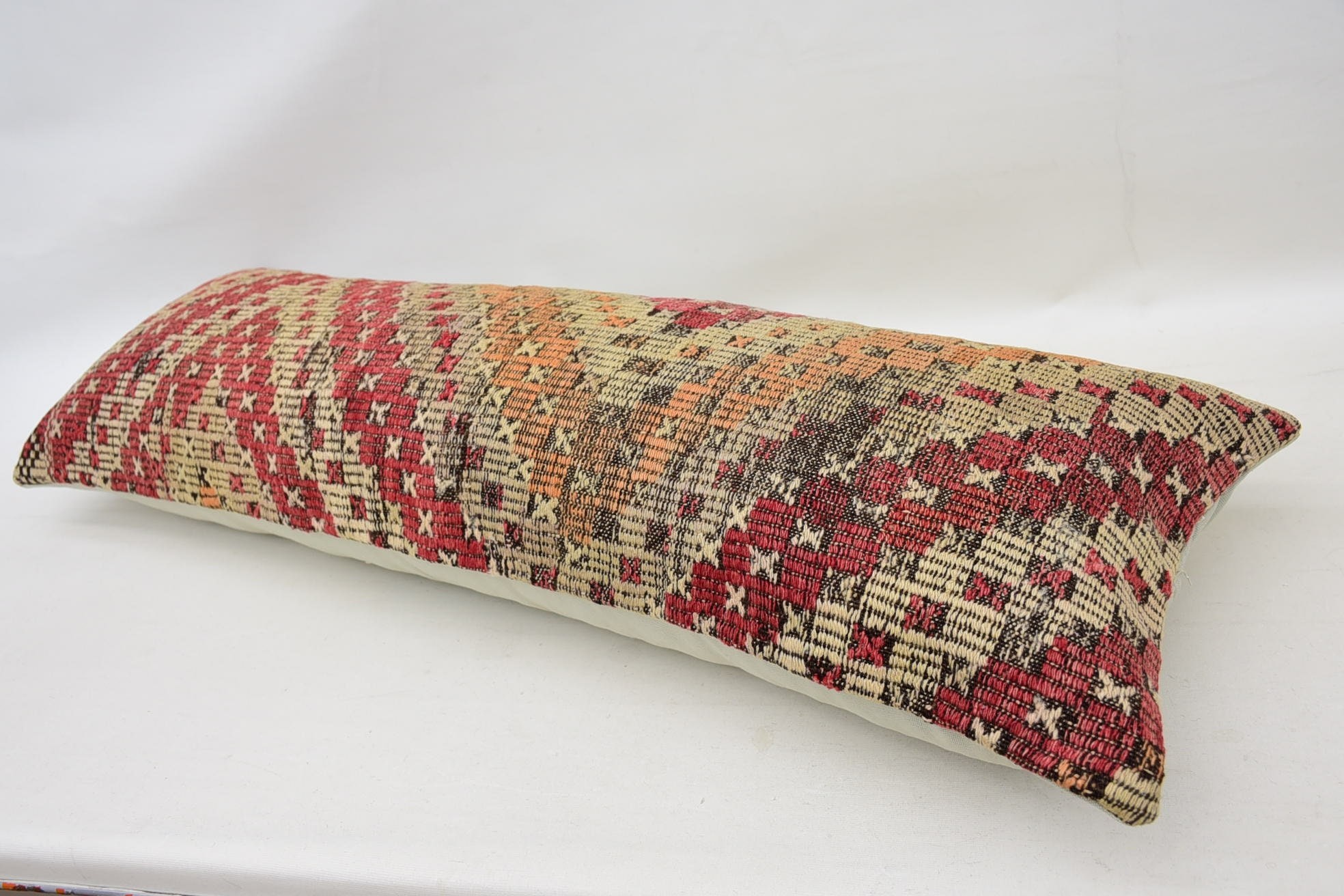 16"x48" Kırmızı Yastık, Kırlent Kilim Yastık, Oryantal Minder Kılıfı, Boho Yastık Sham Kılıfı, Morroccon Kilim Yastık Yastık, Antika Yastıklar