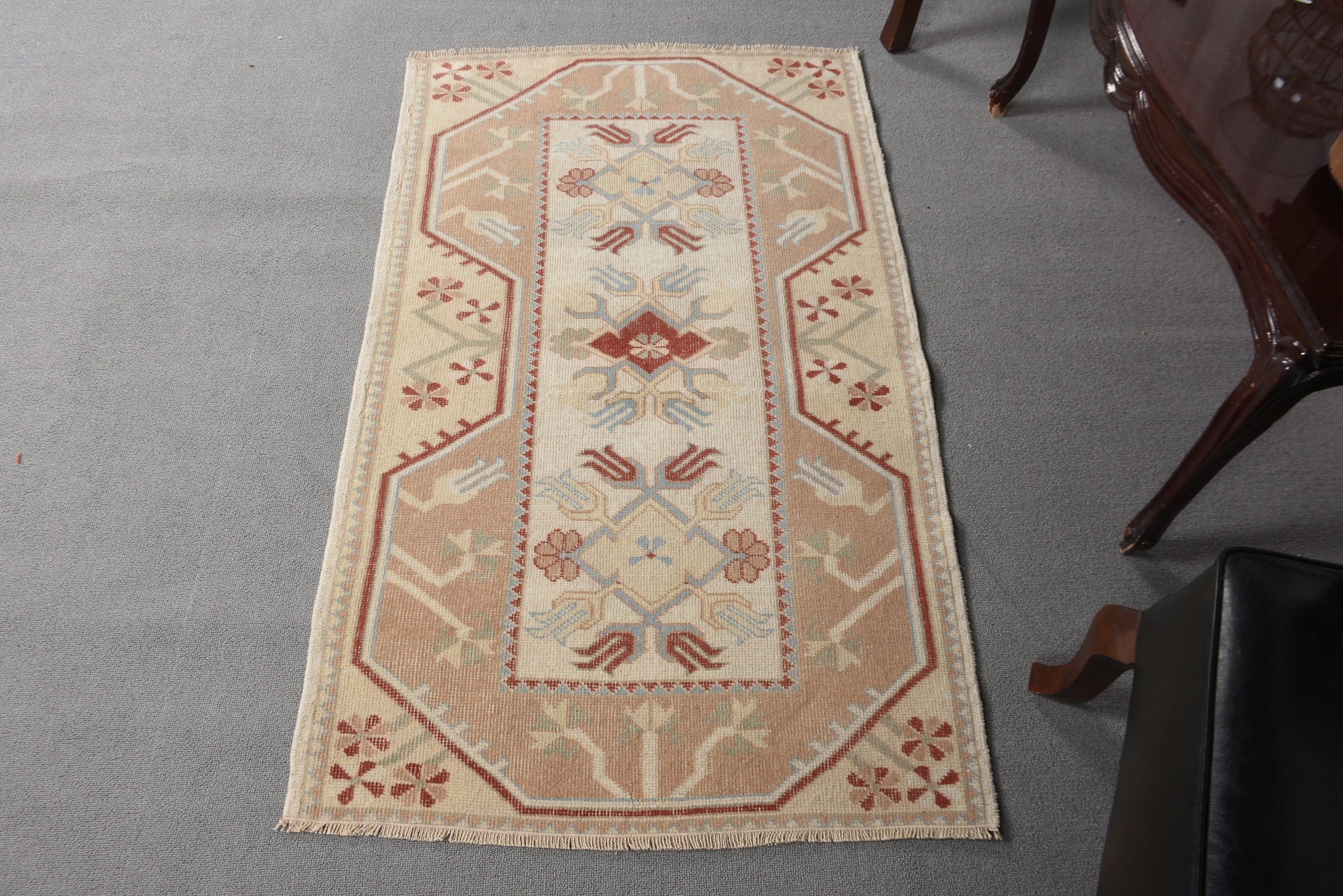 2.6x4.2 ft Küçük Halılar, Bej Mutfak Halısı, Türk Halısı, Ev Dekor Halıları, Vintage Halı, Küçük Vintage Halı, Lüks Halı, Küçük Alan Halıları