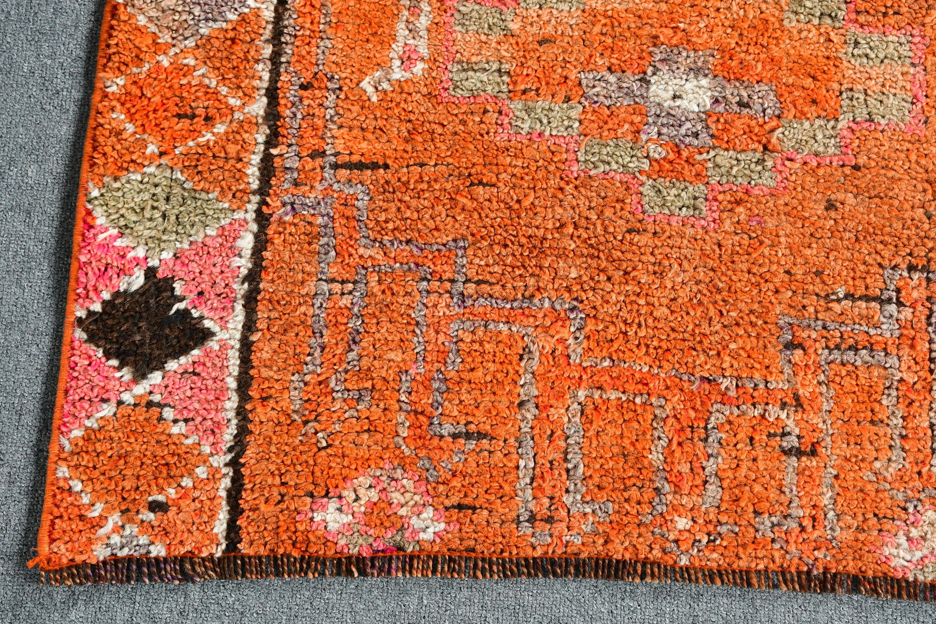 2.6x8.8 ft Runner Rug, Turkish Rug, Bedroom Rug, Oushak Rug, Rugs for Hallway, Orange Oushak Rugs, Vintage Rug, Pale Rugs, Stair Rug