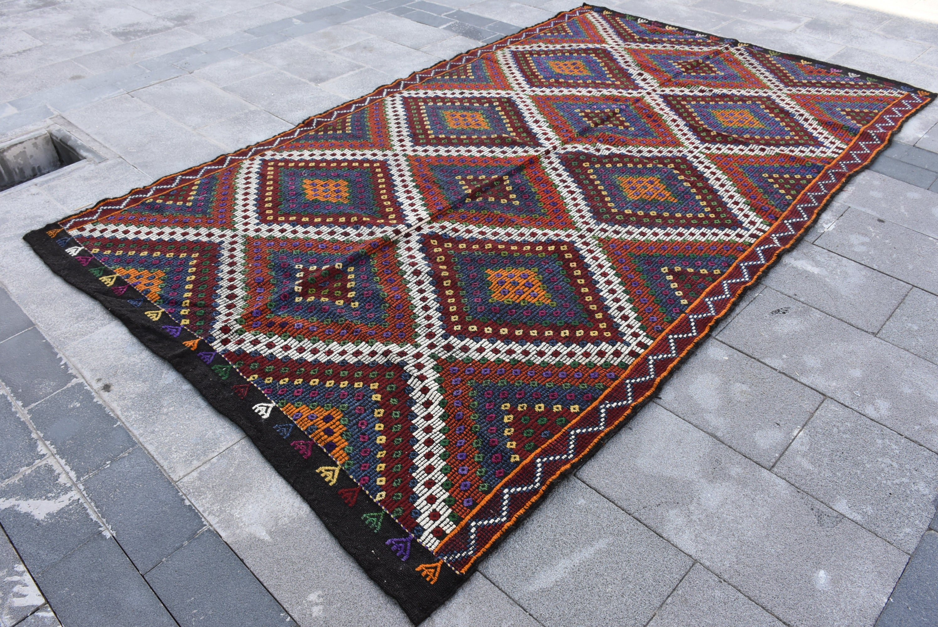 183x311 cm Salon Kilim, Rengarenk Oryantal Kilim, Türk Kilim, Oturma odası Kilim, Uşak Kilim, Oturma odası Kilim, Salon Kilim, Salon Kilim