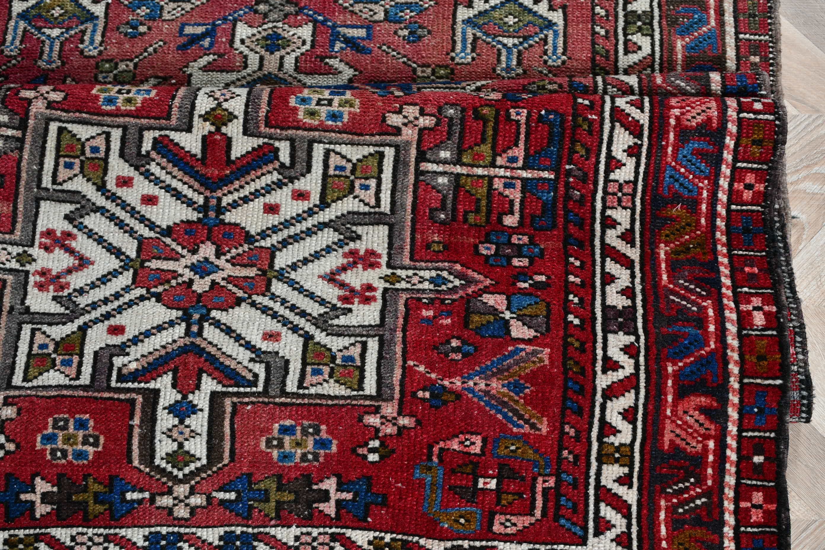 Vintage Halılar, Dış Mekan Halısı, Koridor Halısı, Oushak Halısı, Kırmızı 3.1x12.7 ft Runner Halısı, Koridor Halıları, Türk Halısı