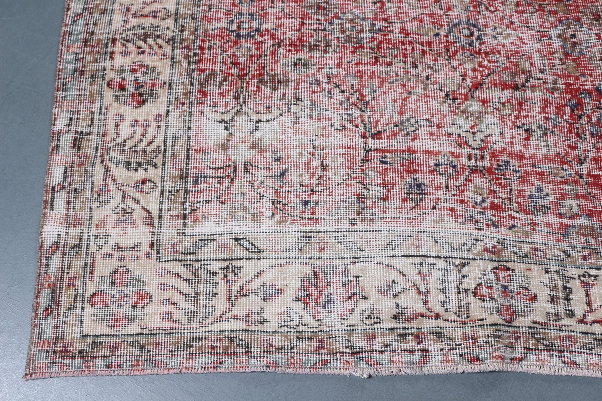 Yemek Odası Halıları, El Dokuma Halı, Vintage Halı, Yün Halı, 5.2x8.4 ft Büyük Halı, Türk Halısı, Yatak Odası Halısı, Fas Halıları, Kırmızı Fas Halısı