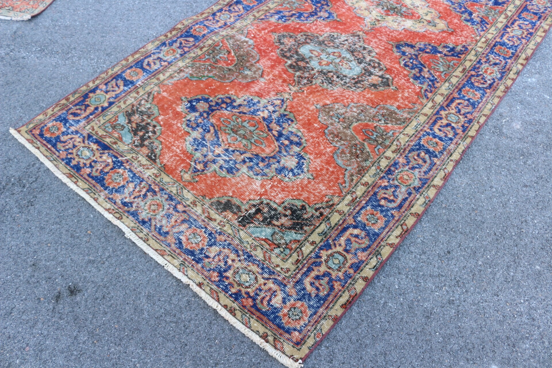 Vintage Rug, Home Decor Rug, Red Kitchen Rugs, Pastel Rugs, Oriental Rugs, 4.7x11.4 ft Large Rug, Living Room Rug, Salon Rug, Turkish Rugs