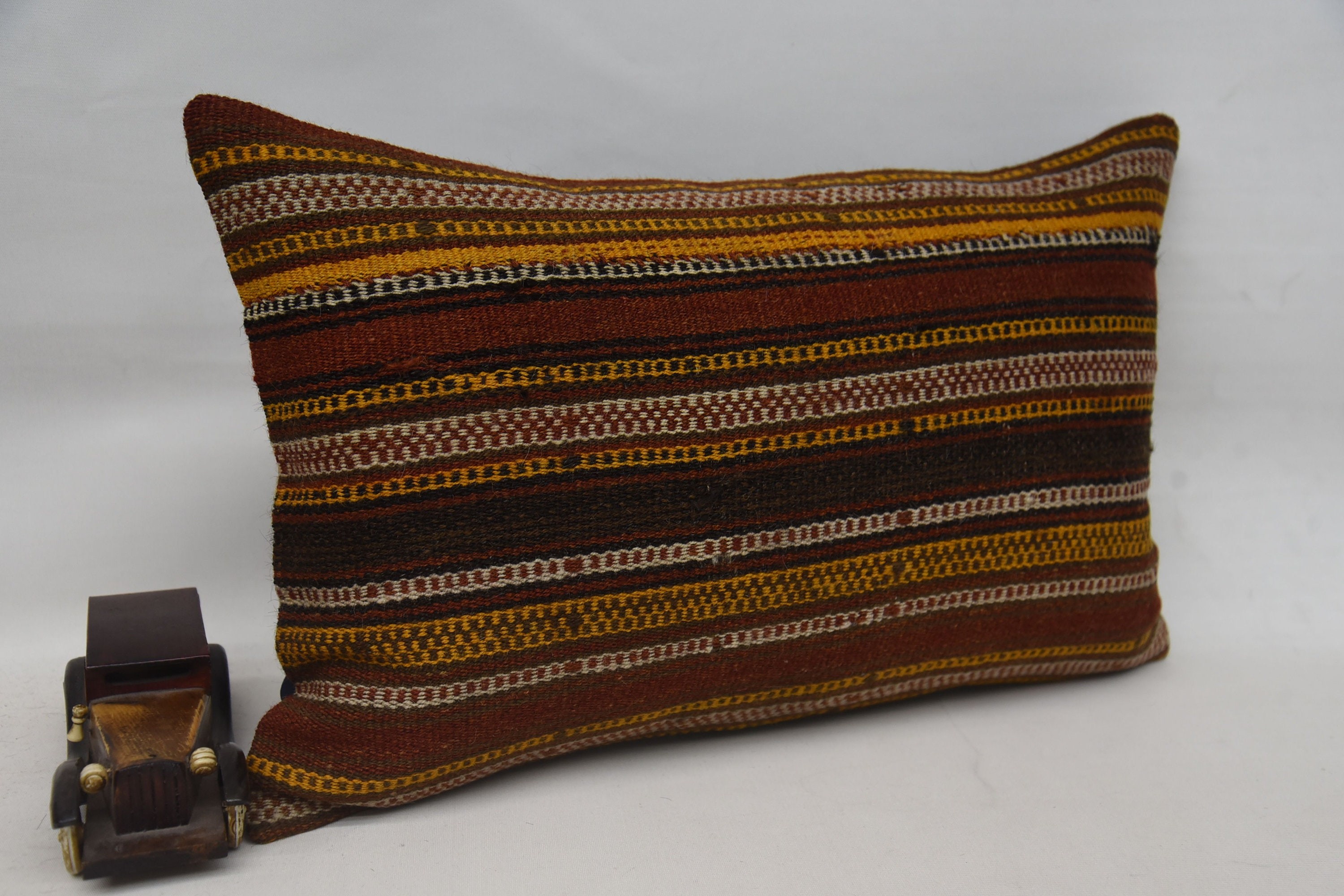 Interior Designer Pillow, 16"x24" Yellow Cushion Cover, Vintage Pillow, Handwoven Pillow Cover Pillow Case, Handmade Kilim Cushion