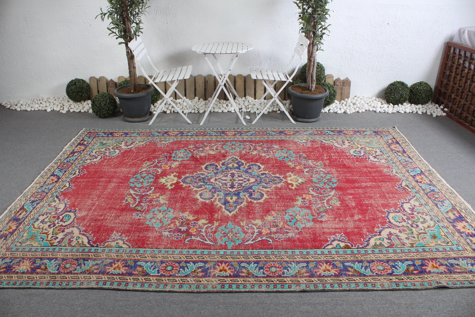 Bedroom Rugs, Anatolian Rug, Art Rug, Living Room Rug, Red Home Decor Rug, 6.9x9.9 ft Large Rugs, Vintage Rug, Turkish Rug, Dining Room Rug