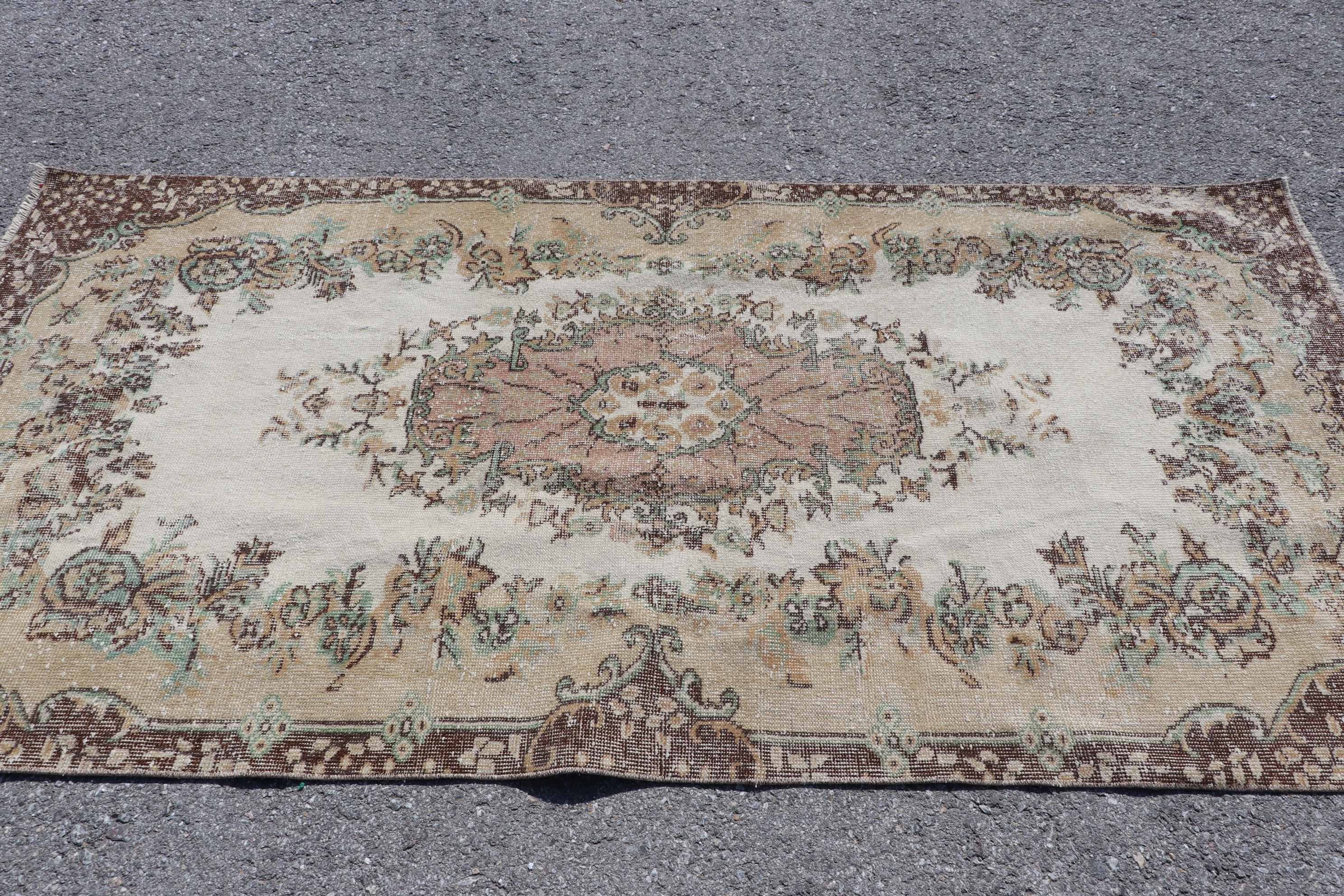 3.8x7.5 ft Area Rug, Brown Cool Rugs, Anatolian Rug, Turkish Rug, Floor Rug, Bright Rugs, Vintage Rug, Rugs for Dining Room, Kitchen Rug