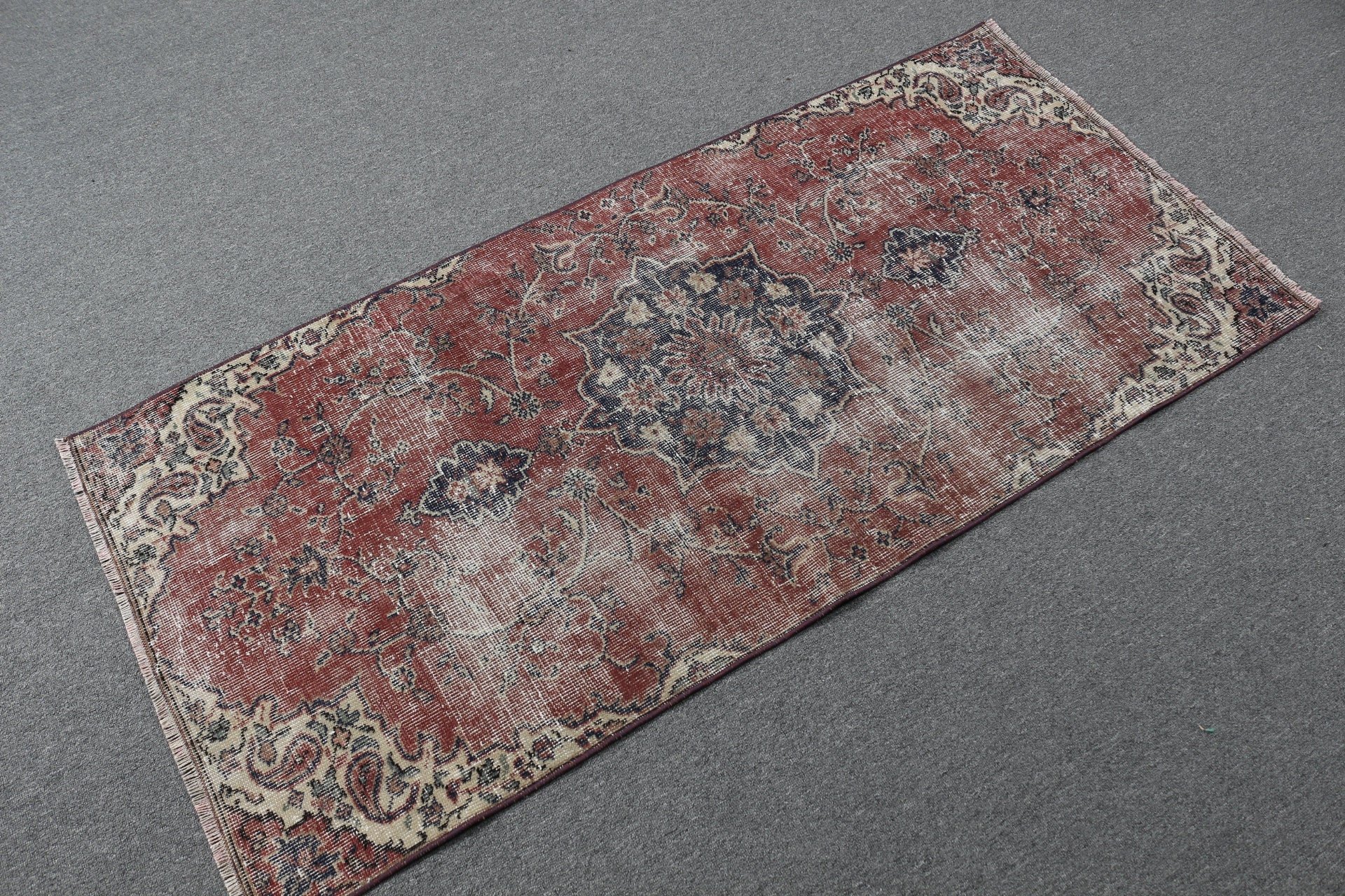 Rugs for Bath, Turkish Rug, Car Mat Rug, 6x2.5 ft Small Rugs, Muted Rug, Cool Rug, Red Cool Rugs, Bedroom Rug, Vintage Rugs