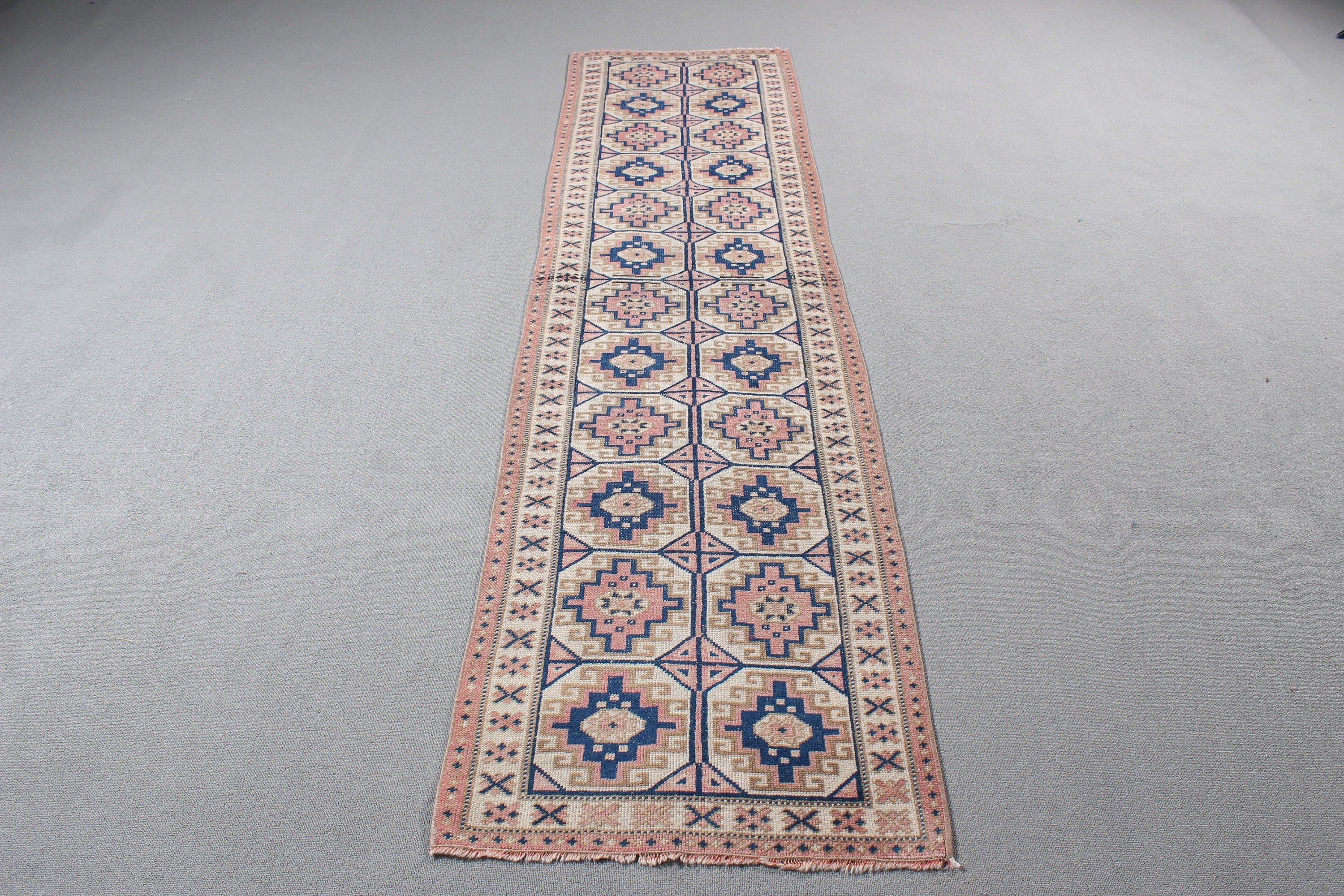 Vintage Halılar, Boho Halılar, Uzun Koşucu Halıları, Kahverengi Boho Halılar, 2.3x9.3 ft Runner Halı, Türk Halısı, Beni Ourain Runner Halıları, Nötr Halılar