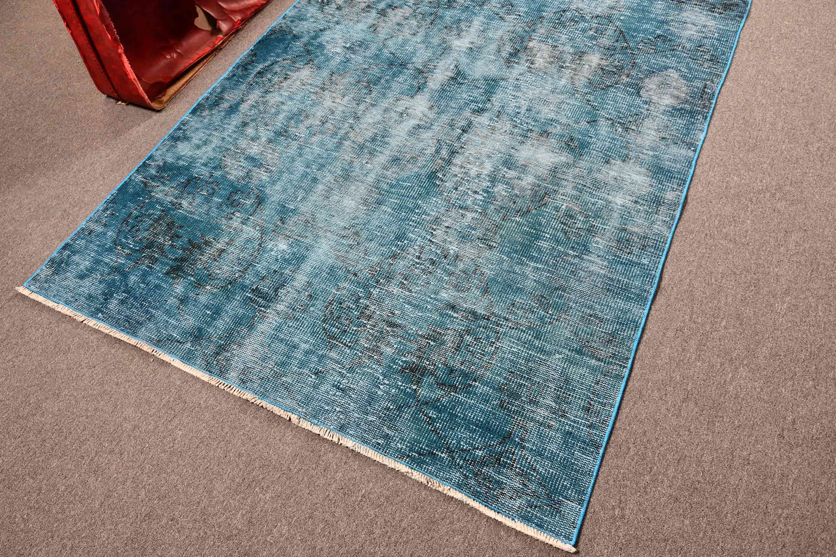 Rugs for Kitchen, Vintage Rugs, 4.5x5.1 ft Accent Rugs, Vintage Accent Rug Rugs, Turkish Rug, Bedroom Rug, Moroccan Rug, Blue Kitchen Rugs