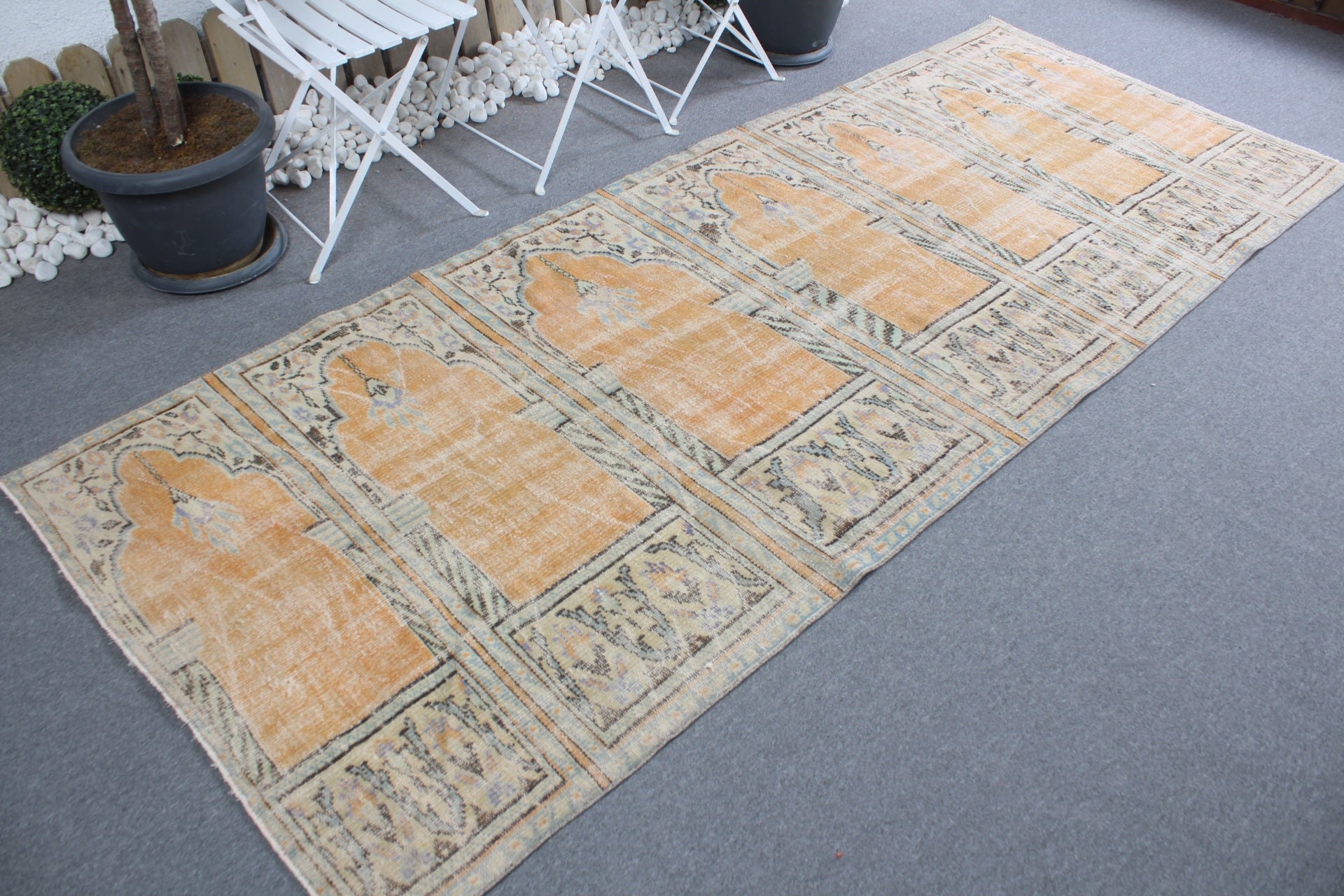 Mutfak Halıları, Turuncu Oryantal Halı, Türk Halısı, Merdiven Halısı, 3,9x9,9 ft Runner Halısı, Ev Dekor Halısı, Eski Halılar, Yer Halısı, Vintage Halı