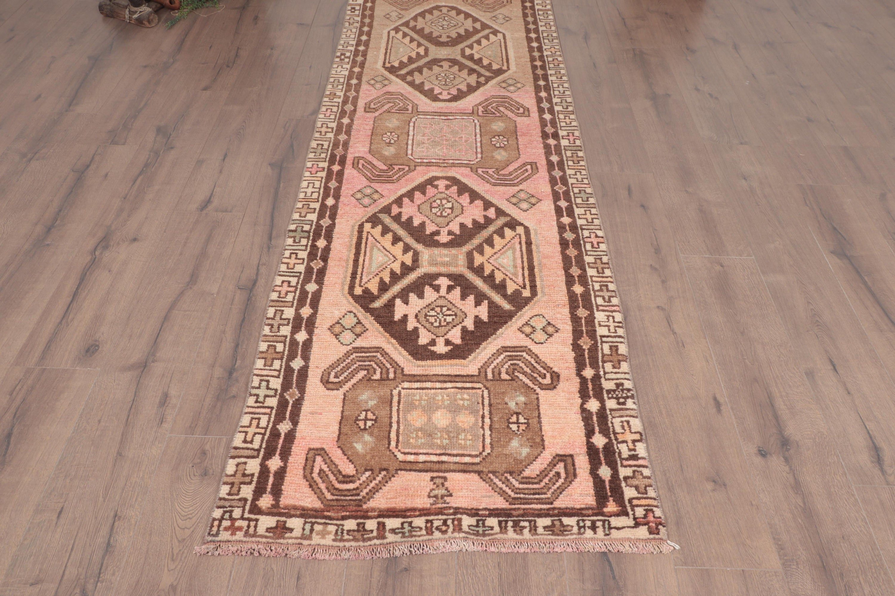 Vintage Halılar, 2.7x9.4 ft Runner Halı, Yer Halısı, Beni Ourain Runner Halısı, Kahverengi Fas Halıları, Vintage Runner Halısı, Türk Halısı