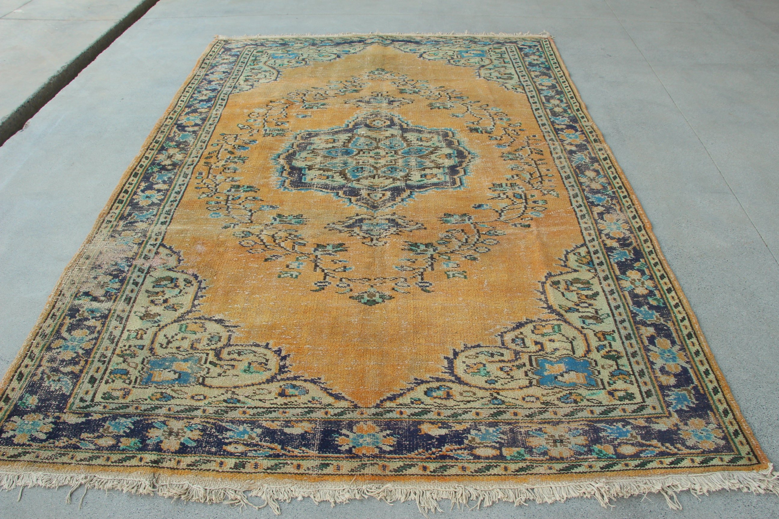 Statement Rugs, 6.5x9.4 ft Large Rug, Turkish Rugs, Bronze Oushak Rug, Home Decor Rugs, Vintage Rugs, Large Boho Rug, Bedroom Rug