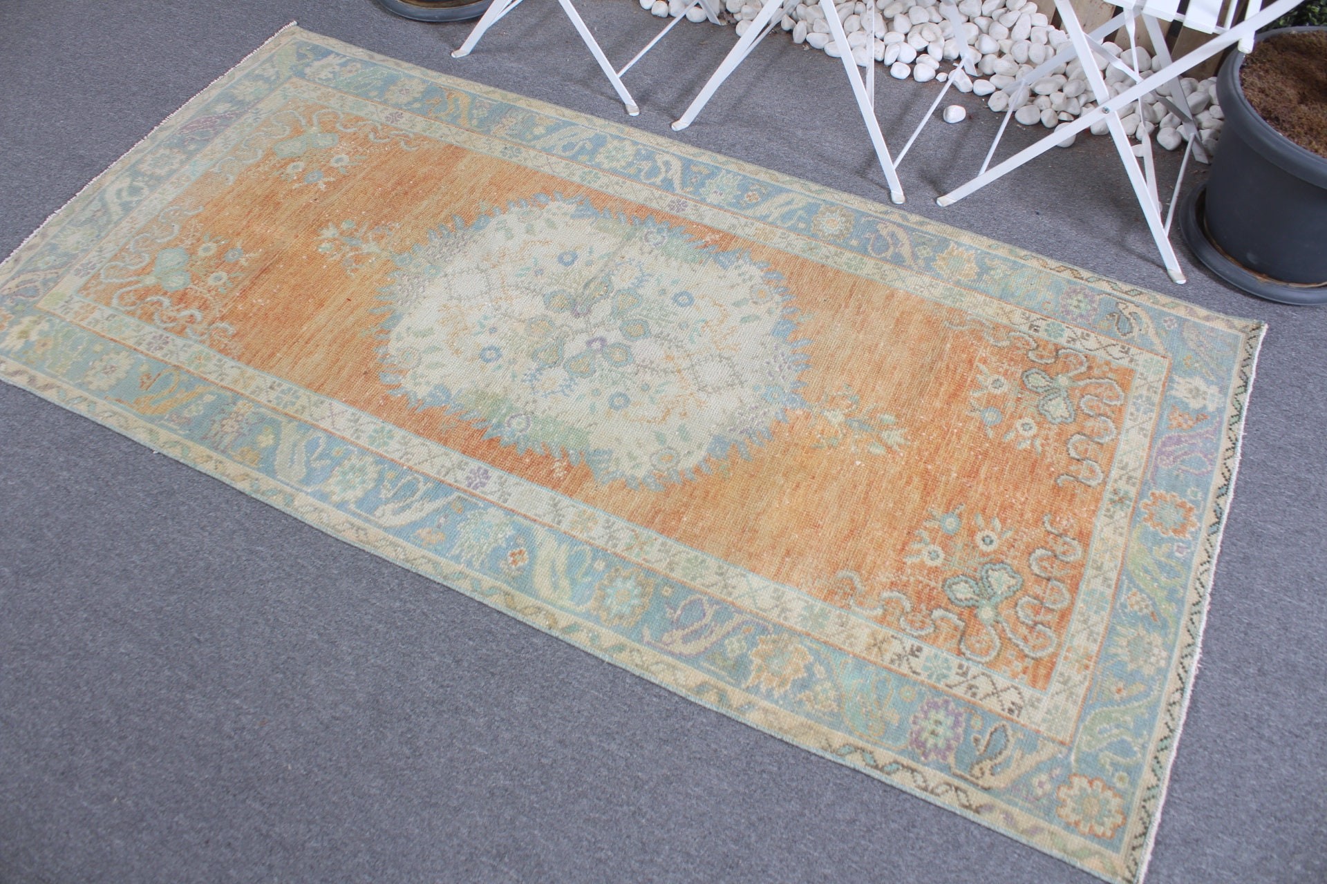 3.3x6.4 ft Accent Rug, Vintage Rugs, Bedroom Rug, Entry Rug, Orange Antique Rug, Turkish Rug, Rugs for Entry, Floor Rug, Kitchen Rug