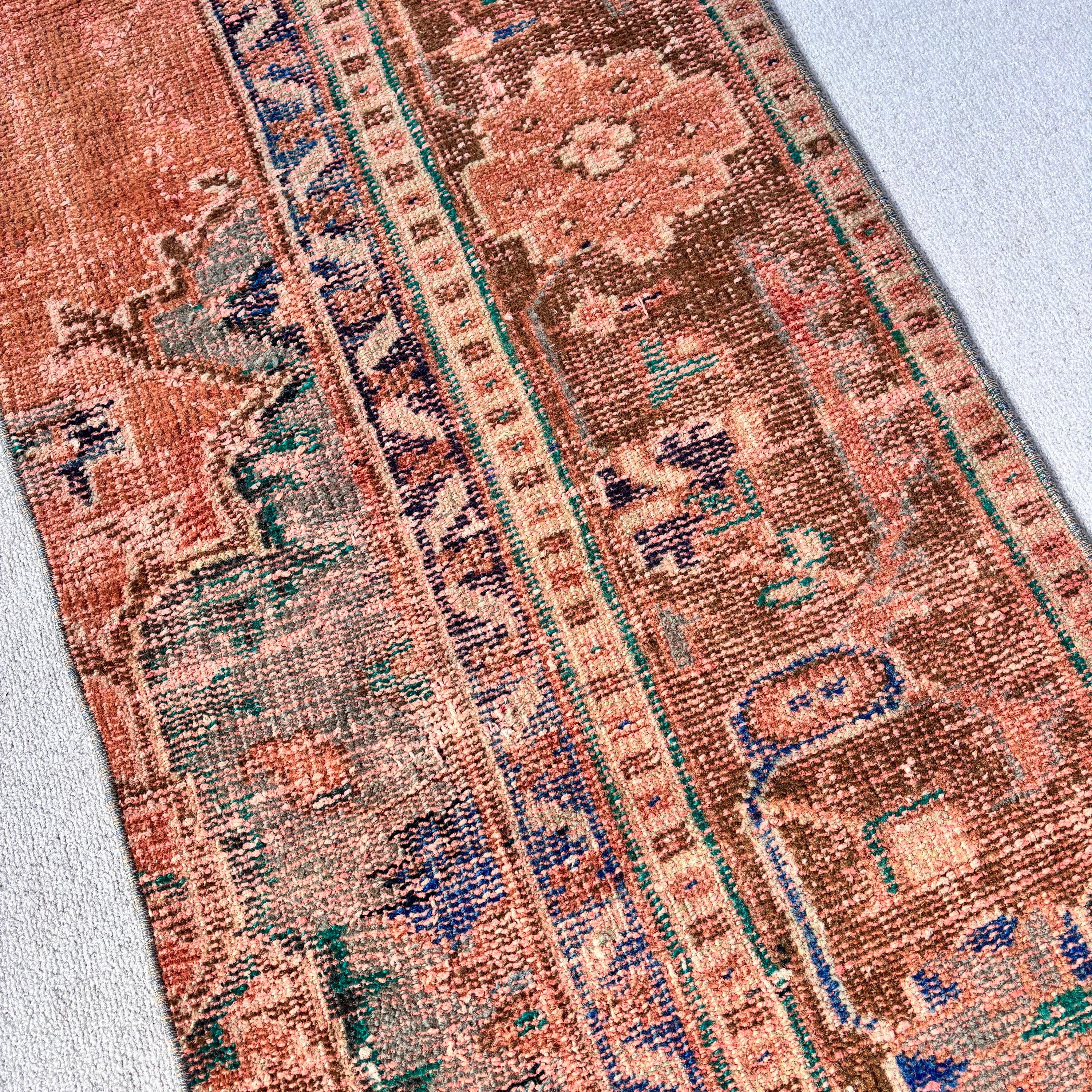 Turkish Rugs, Orange Wool Rugs, Bath Rugs, Vintage Rugs, Bedroom Rugs, Cool Rug, Kitchen Rugs, 1.9x4.9 ft Small Rug, Rugs for Kitchen