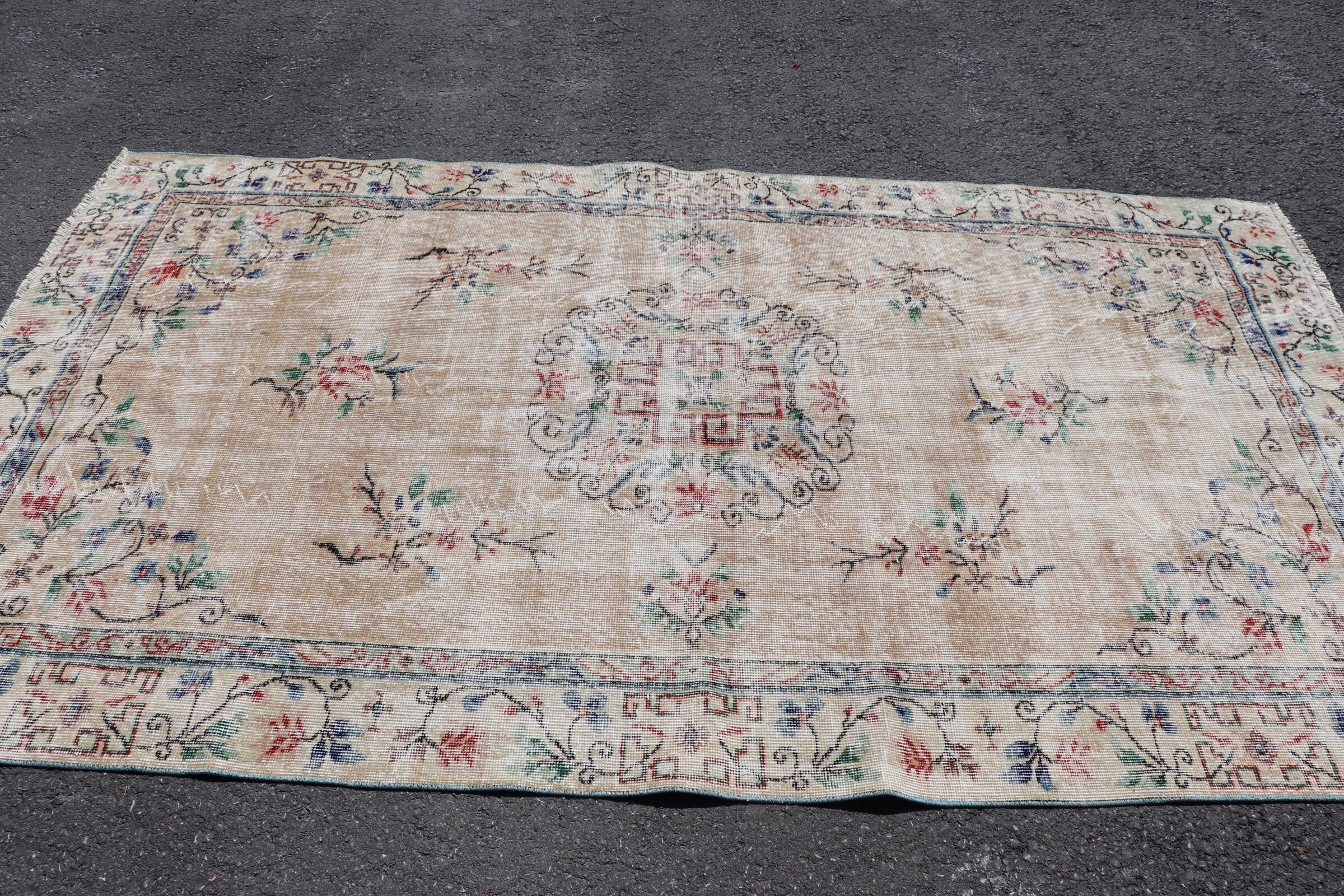 Beige Antique Rug, 5.4x9.4 ft Large Rugs, Vintage Rugs, Dining Room Rugs, Turkish Rug, Ethnic Rugs, Oushak Rug, Bedroom Rug, Oriental Rug