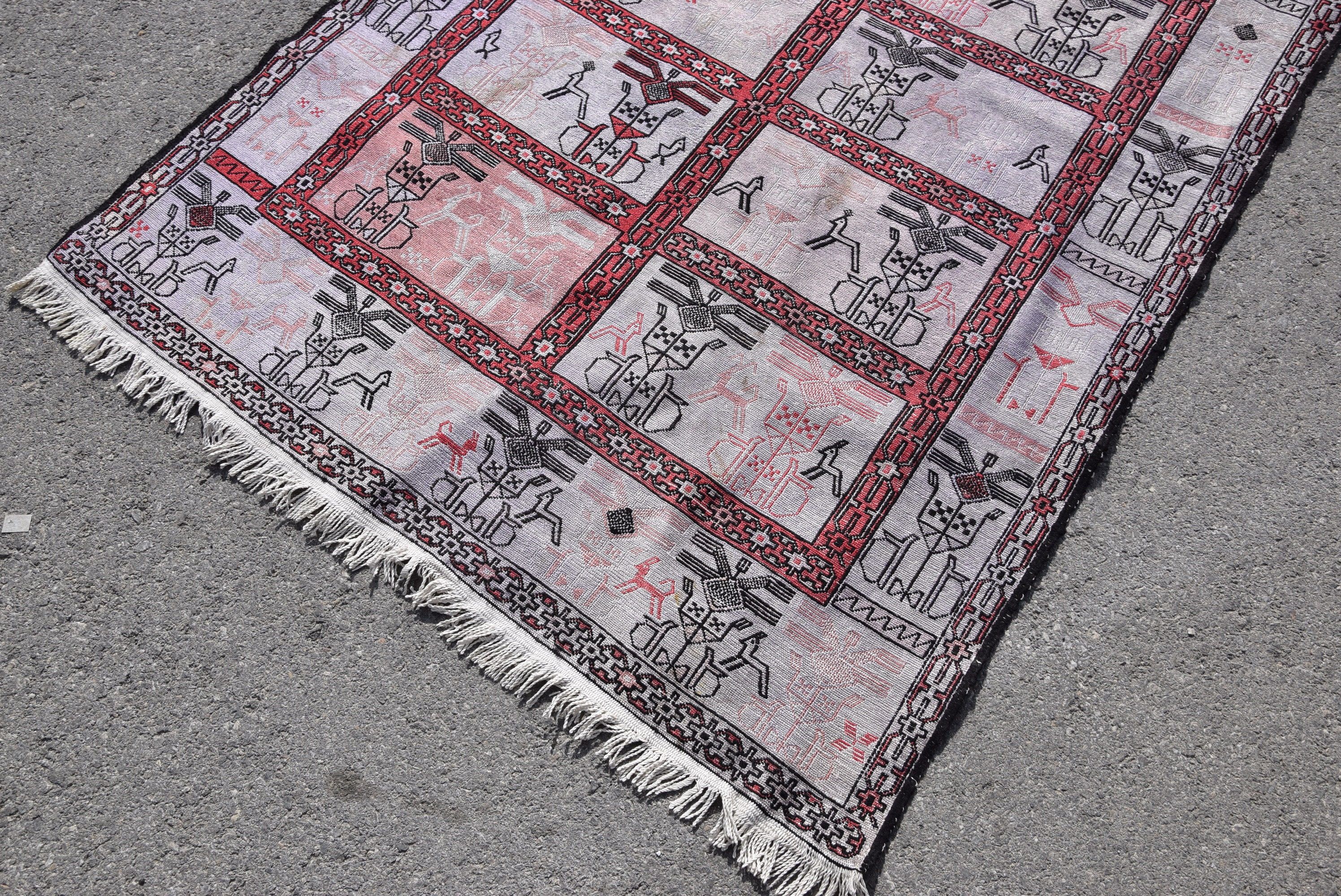 Mor Mutfak Halıları, Anadolu Halısı, Sessiz Halı, Yatak Odası Halısı, Giriş Halısı, 3.7x5.9 ft Accent Halısı, Türk Halısı, Vintage Halı, Antika Halılar, Kilim