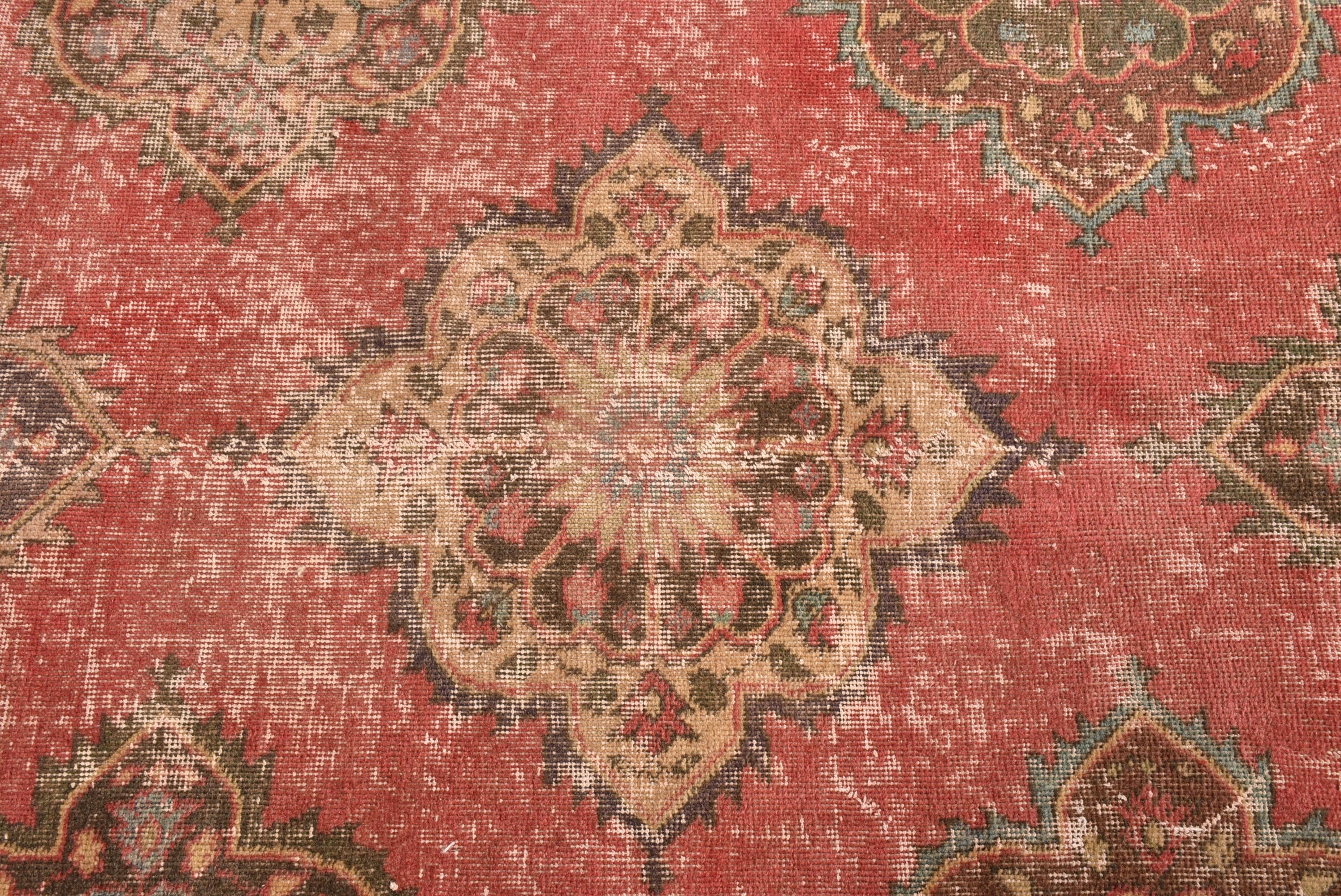 Oushak Rug, Neutral Rug, Red  4.2x10.3 ft Large Rugs, Vintage Rugs, Large Oushak Rug, Office Rug, Bedroom Rugs, Turkish Rug