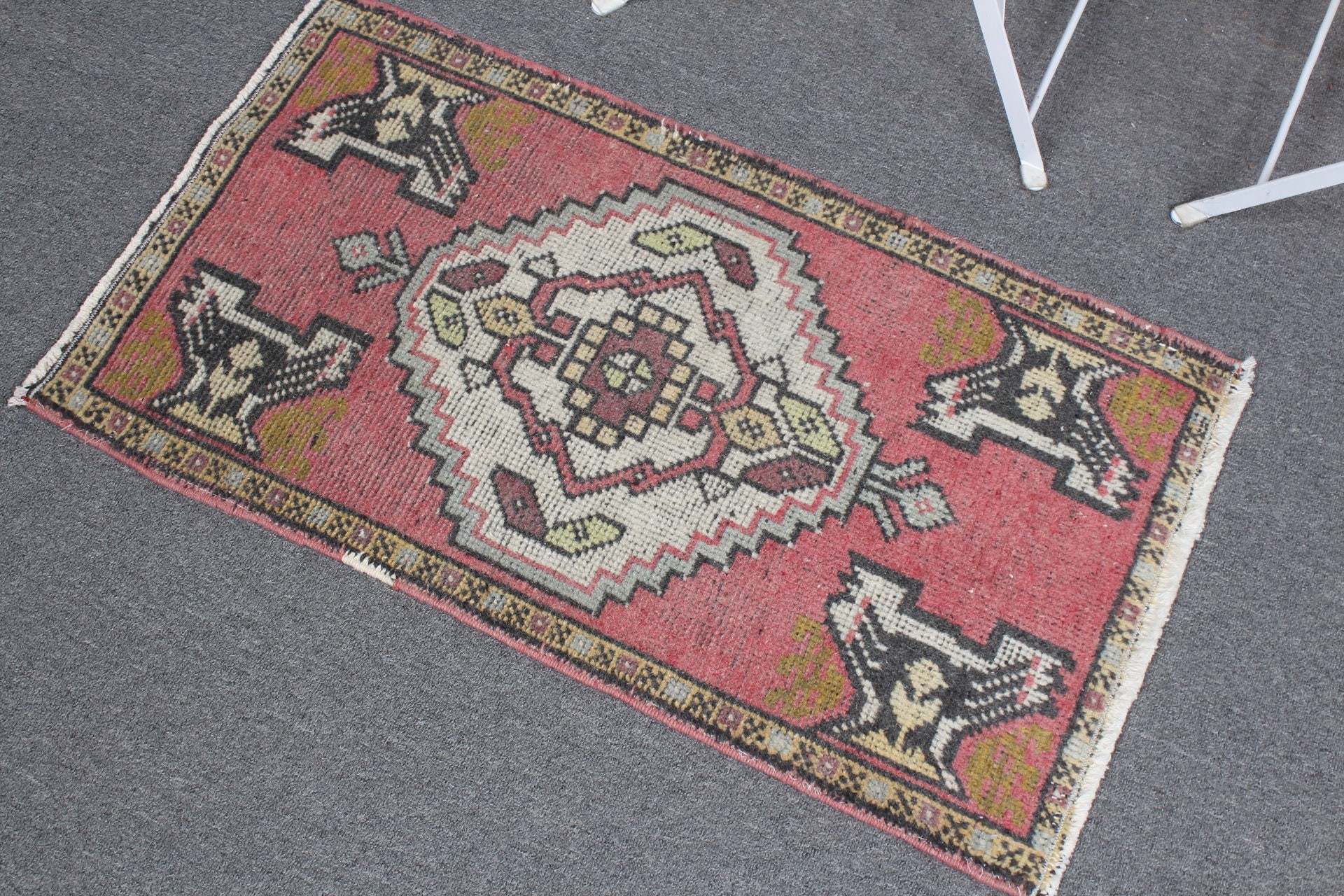 Door Mat Rug, Exotic Rug, Floor Rugs, Neutral Rugs, Entry Rugs, 1.7x2.9 ft Small Rugs, Turkish Rugs, Vintage Rugs, Pink Oriental Rug