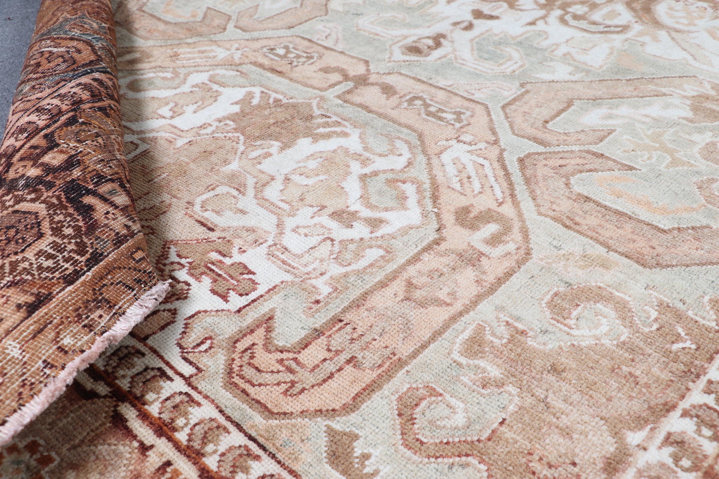 Brown Antique Rugs, Turkish Rugs, Anatolian Rug, Rugs for Salon, Salon Rug, 5.2x9.2 ft Large Rug, Bedroom Rug, Kitchen Rug, Vintage Rug