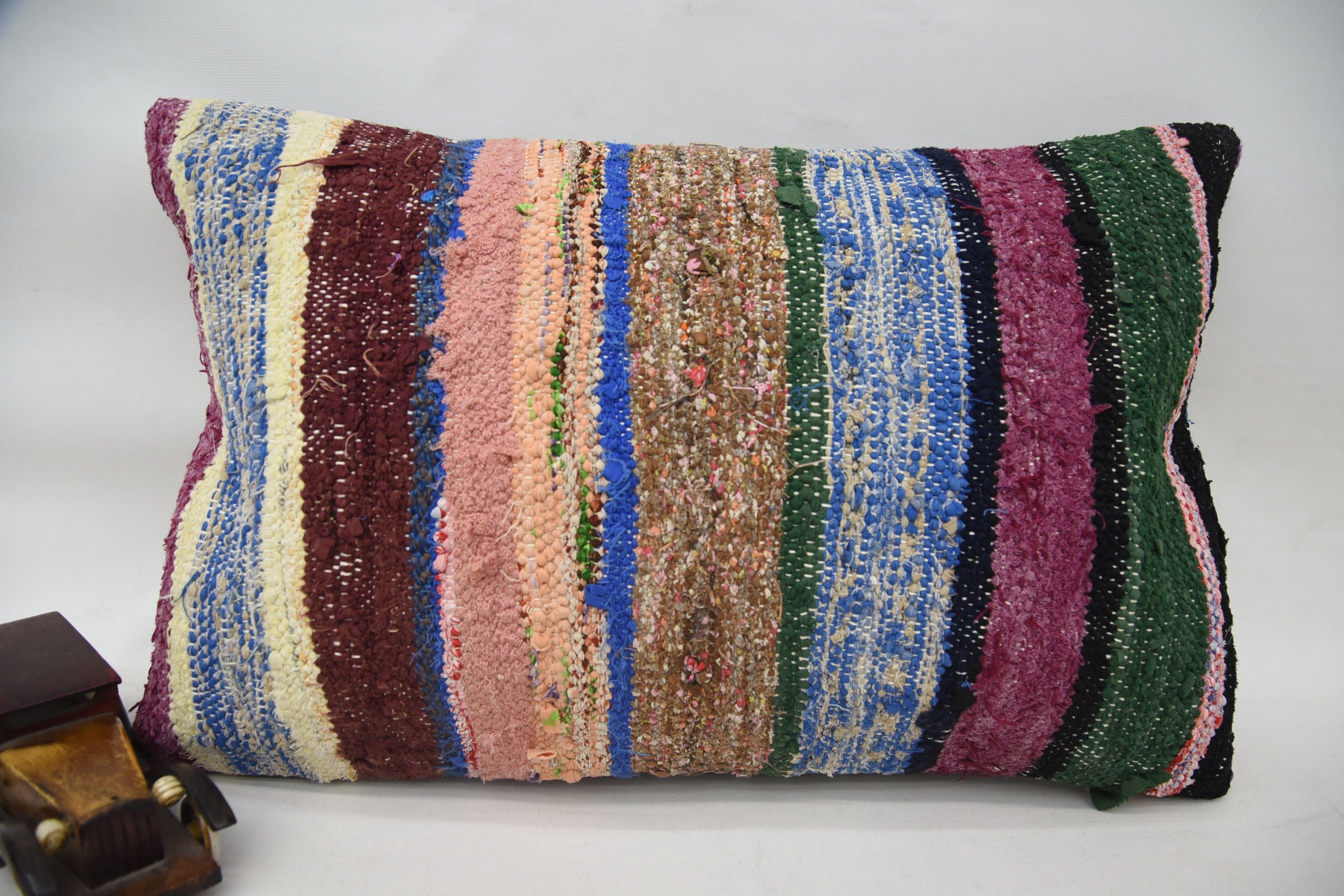 Pillow for Sofa, Outdoor Bolster Pillow Sham, Home Decor Pillow, 16"x24" Pink Pillow Sham, Neutral Throw Cushion, Kilim Pillow