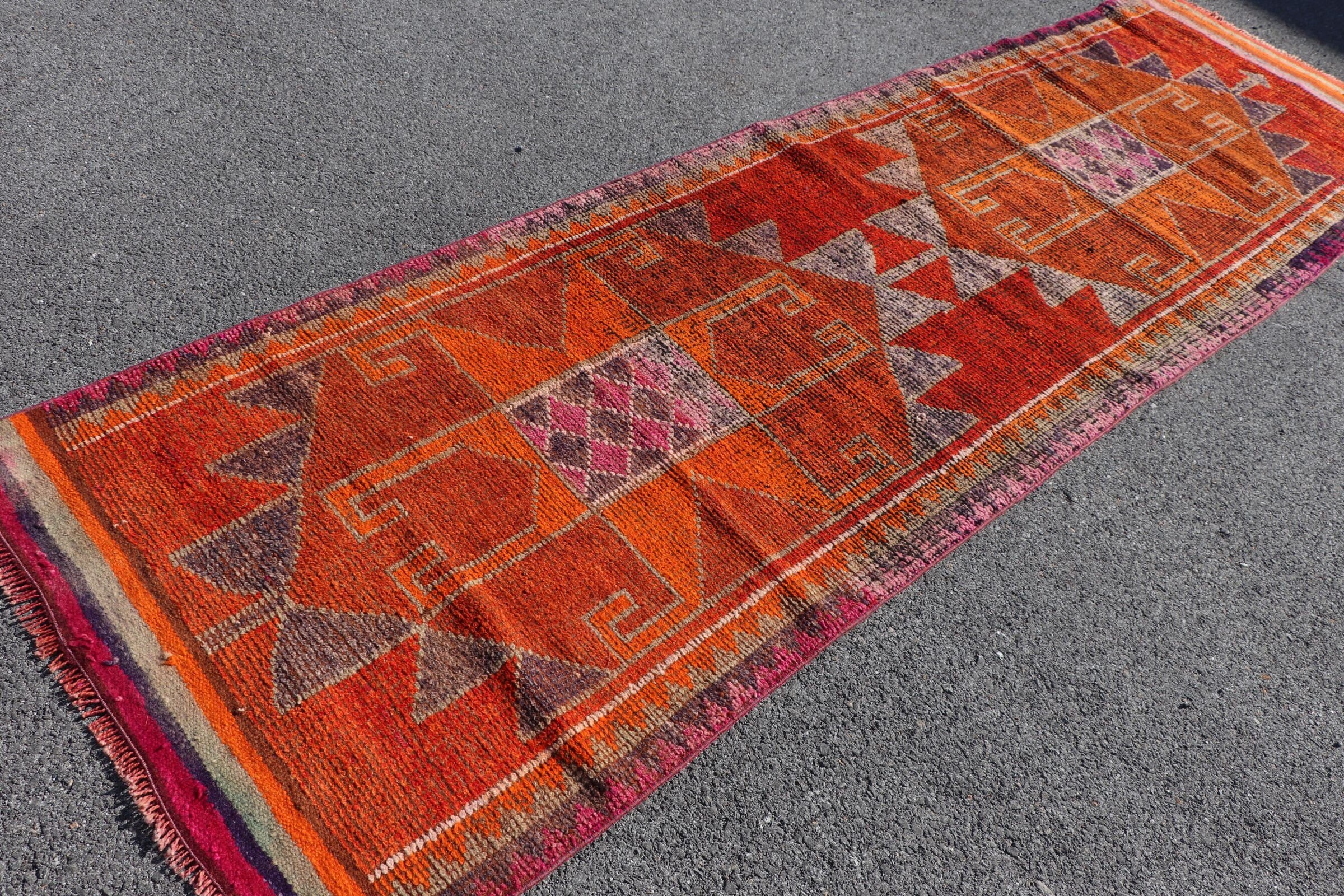 Hallway Rug, Antique Rug, Rugs for Corridor, Moroccan Rugs, Vintage Rug, Orange Kitchen Rug, Cute Rug, Turkish Rug, 3.3x11.1 ft Runner Rugs