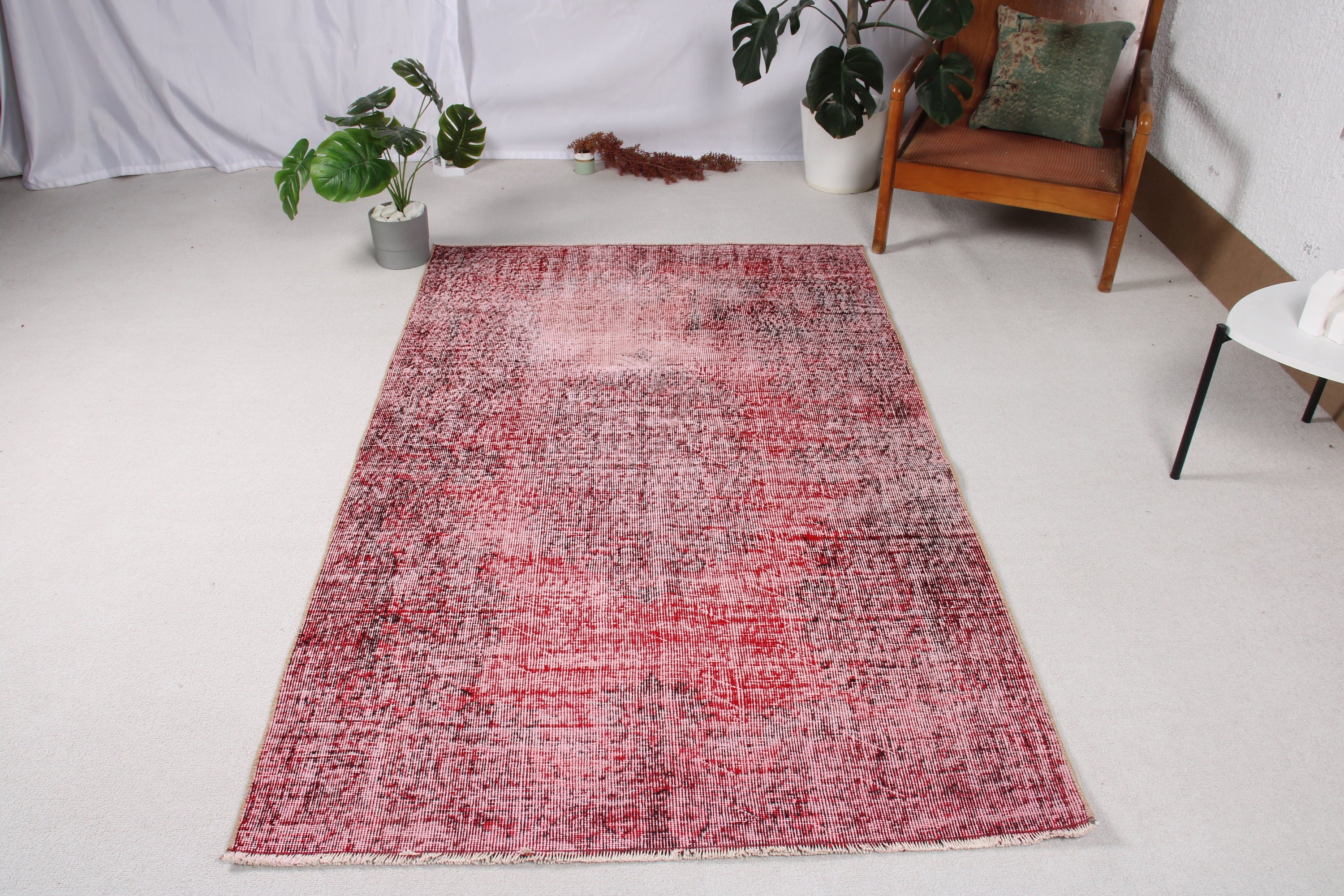 Rugs for Floor, Red Moroccan Rug, Oushak Area Rugs, Vintage Rugs, 4x6.6 ft Area Rugs, Bedroom Rugs, Turkish Rug, Cool Rug, Floor Rugs