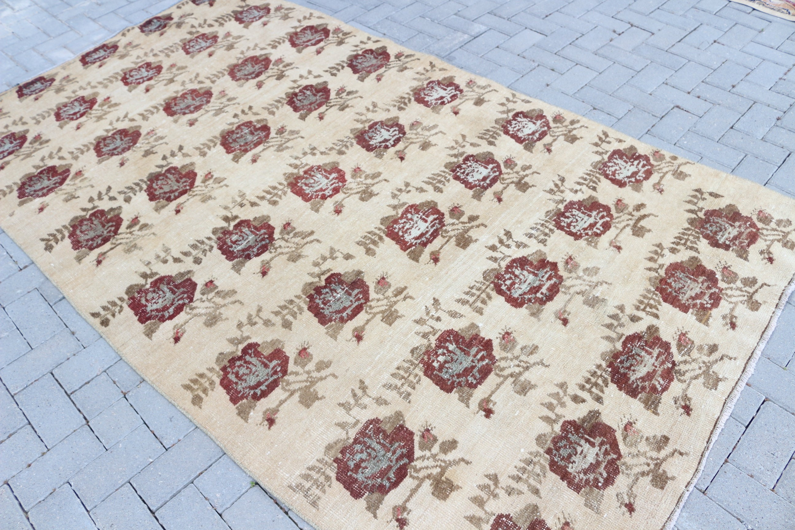 Vintage Rugs, Wool Rug, Bedroom Rug, Oushak Rug, Living Room Rug, Large Wool Rug Rugs, Turkish Rug, Beige Floor Rug, 5.1x8.9 ft Large Rugs