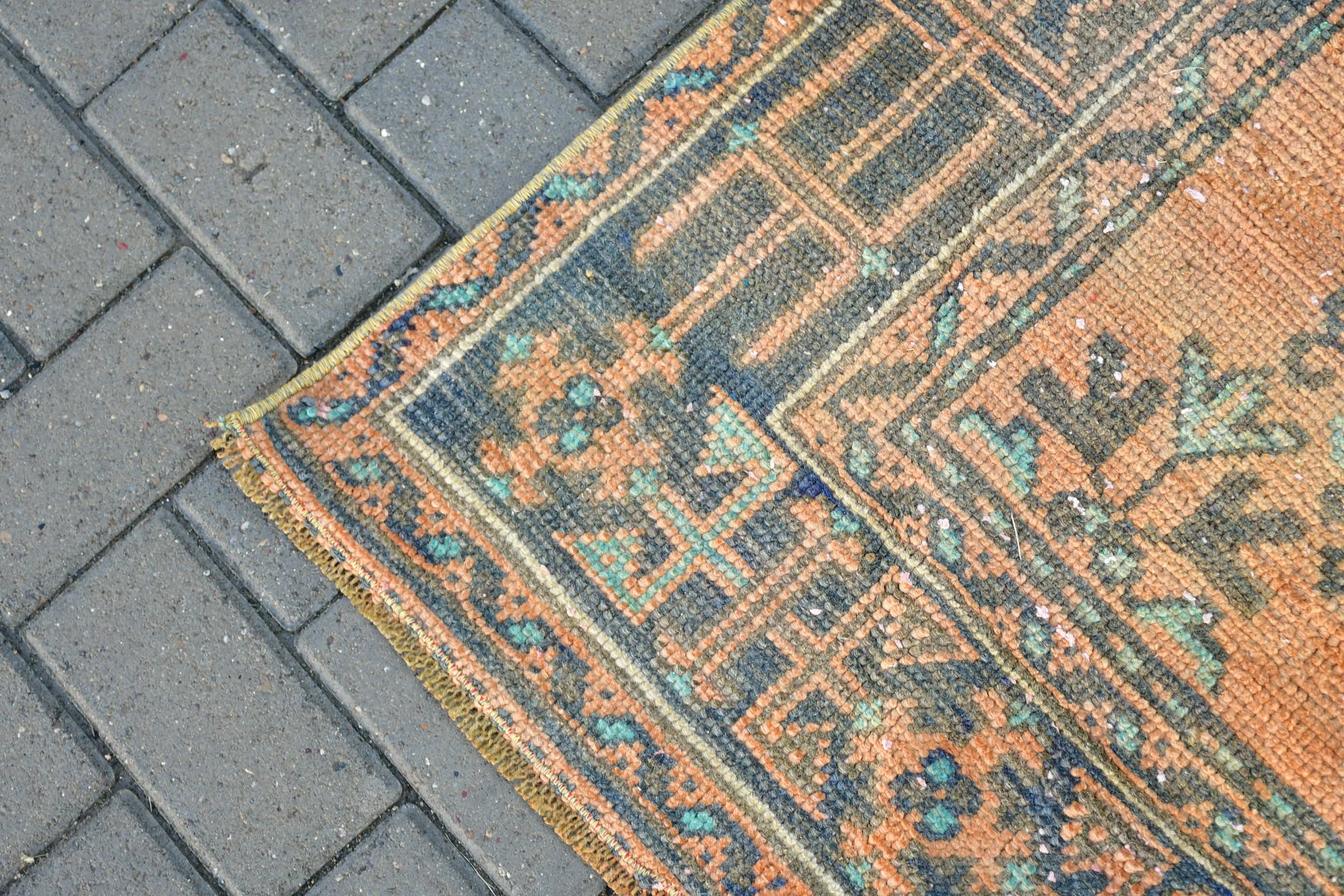 Fas Halıları, Mutfak Halısı, Turuncu Anadolu Halısı, Sanat Halısı, Vintage Halı, 4,2x11,1 ft Yolluk Halıları, Mutfak Halıları, Harika Halılar, Türk Halıları