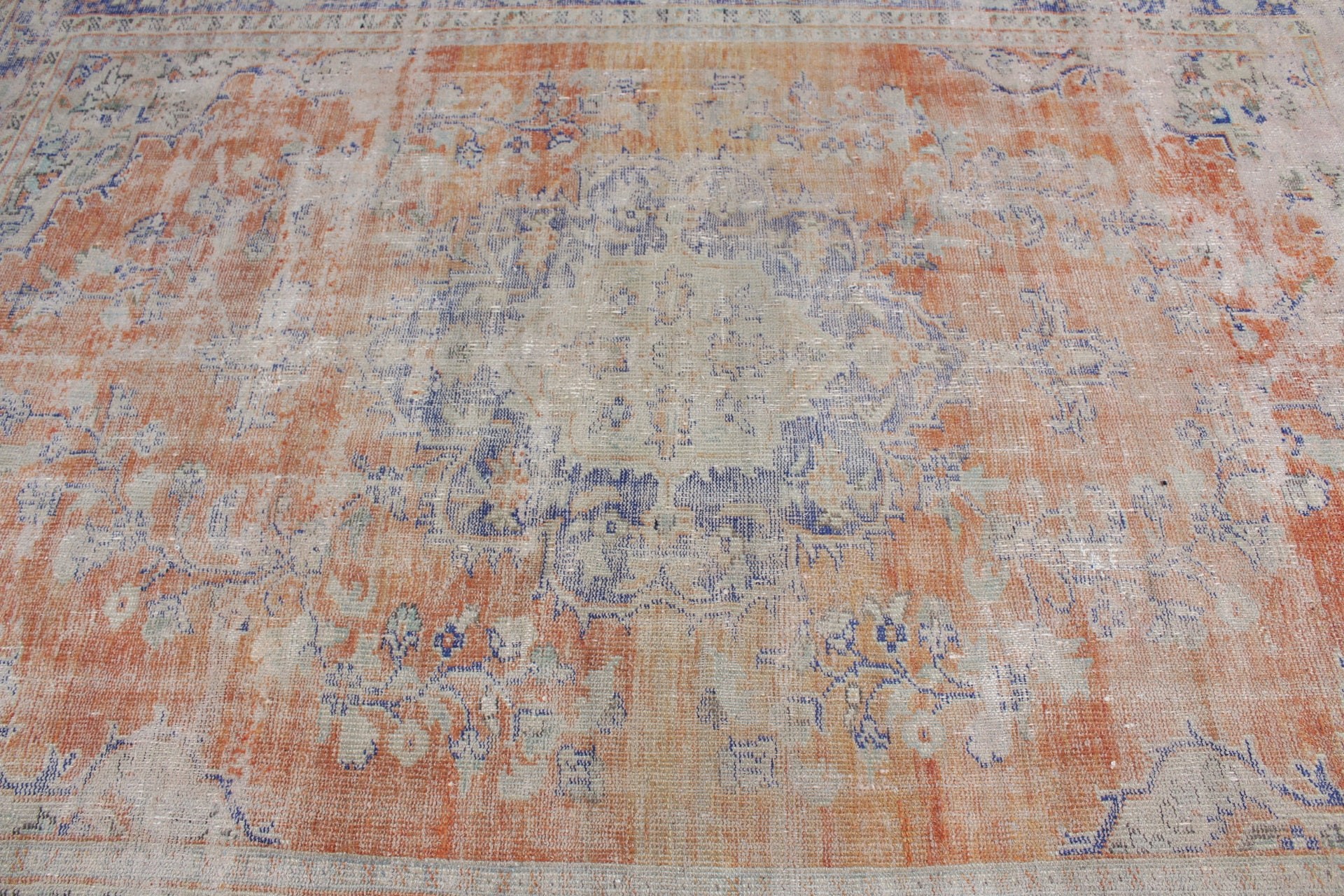 Living Room Rug, Anatolian Rugs, Bedroom Rug, 6.7x9 ft Large Rugs, Vintage Rug, Dorm Rug, Turkish Rugs, Orange Anatolian Rugs, Oushak Rug