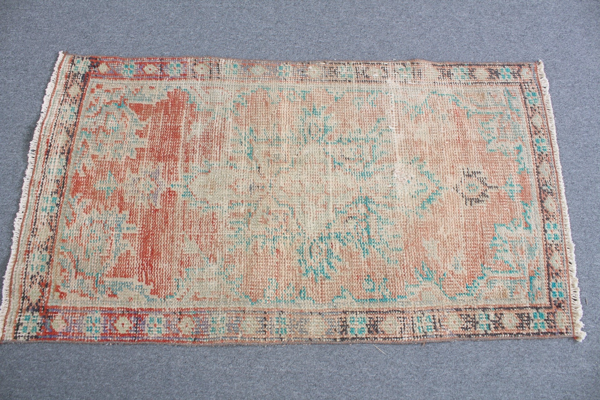 Turkish Rug, Antique Rug, Red Bedroom Rug, Bath Rug, Moroccan Rug, Vintage Rug, 2.5x4.6 ft Small Rug, Bathroom Rug, Rugs for Car Mat