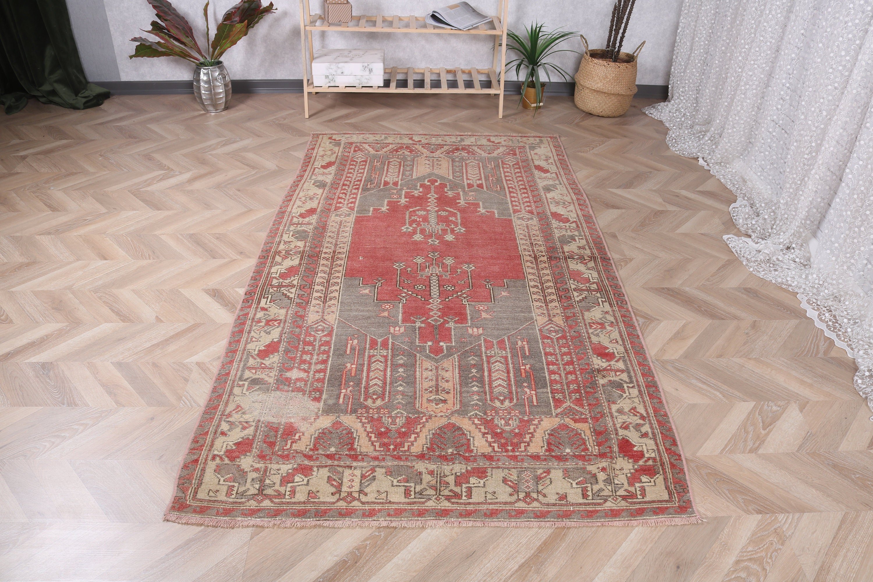 Vintage Halı, Pembe Fas Halısı, Oushak Bölge Halısı, Ofis Halıları, Yatak Odası Halısı, Türk Halısı, 4x7.6 ft Alan Halıları, Yatak Odası Halıları, Fas Halısı