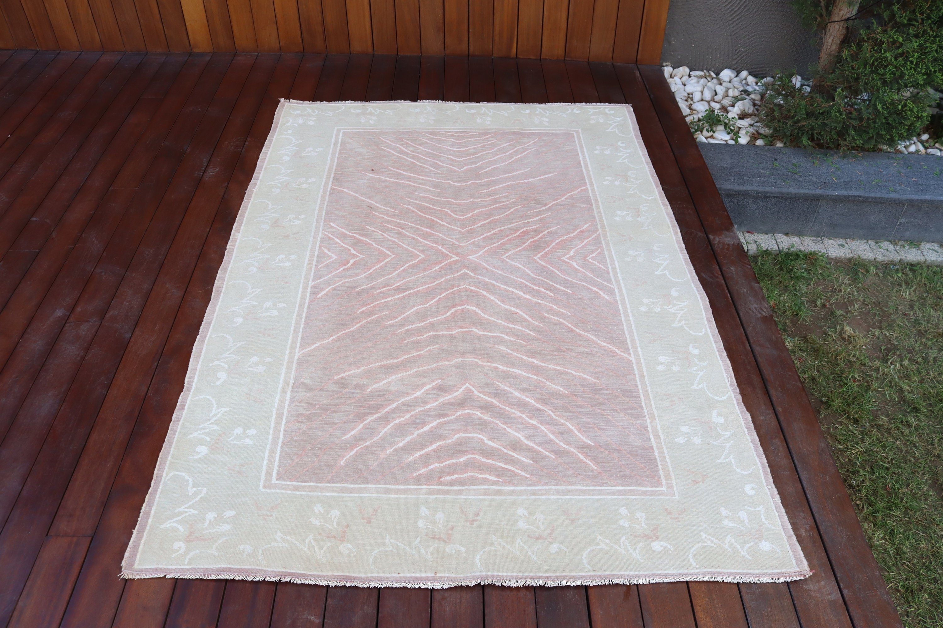 Geometrik Halılar, Türk Halısı, Yemek Odası Halısı, Boho Halısı, Oryantal Halısı, Vintage Halısı, Bej El Dokuma Halıları, İç Mekan Halıları, 4,1x5,9 ft Alan Halısı