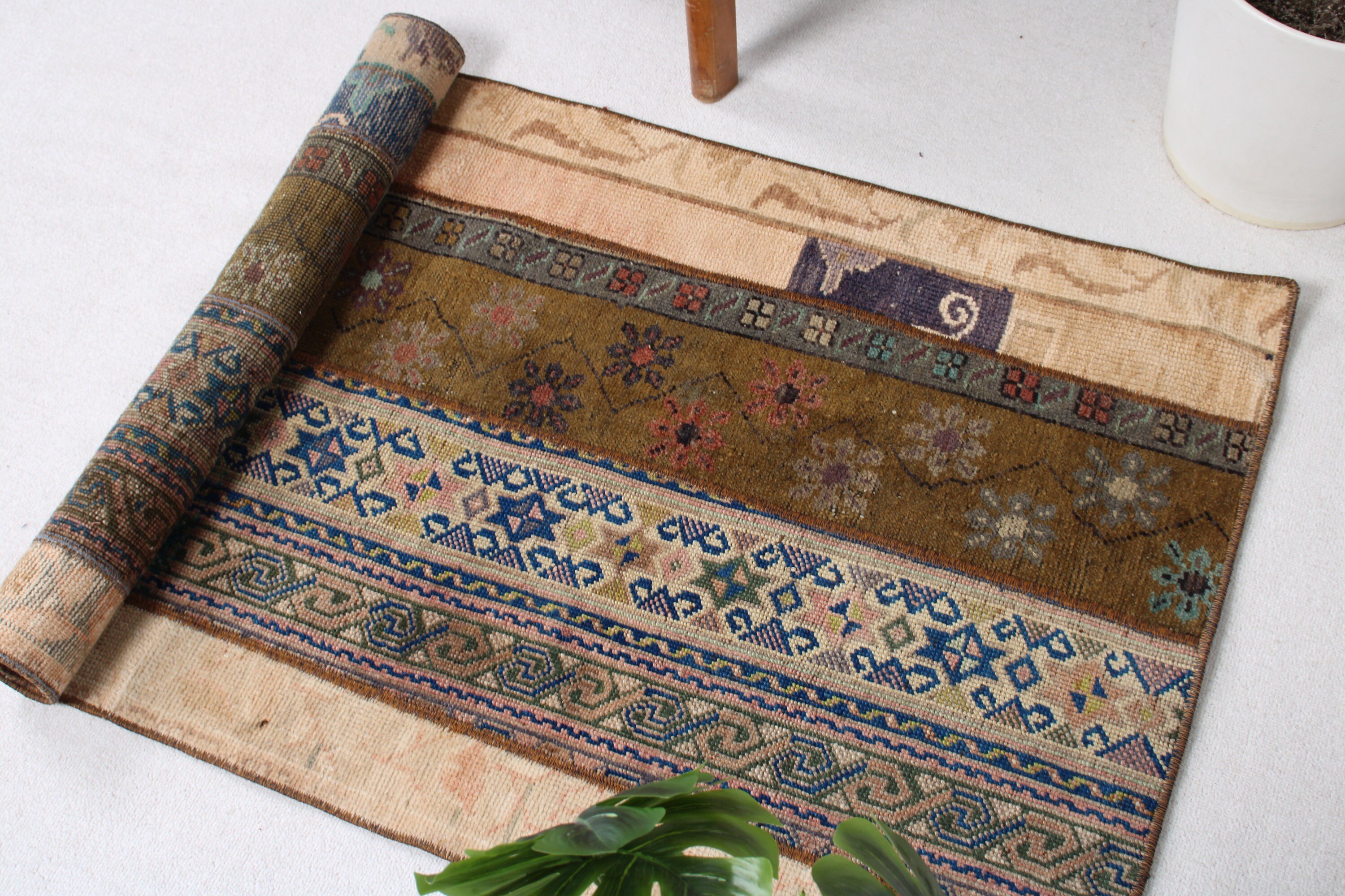 Ev Dekorasyonu Halısı, Oushak Halıları, Kabile Halıları, Vintage Halı, Yatak Odası Halısı, Türk Halısı, Bej Yer Halıları, 2.4x5.1 ft Küçük Halılar, Duvar Asılı Halılar