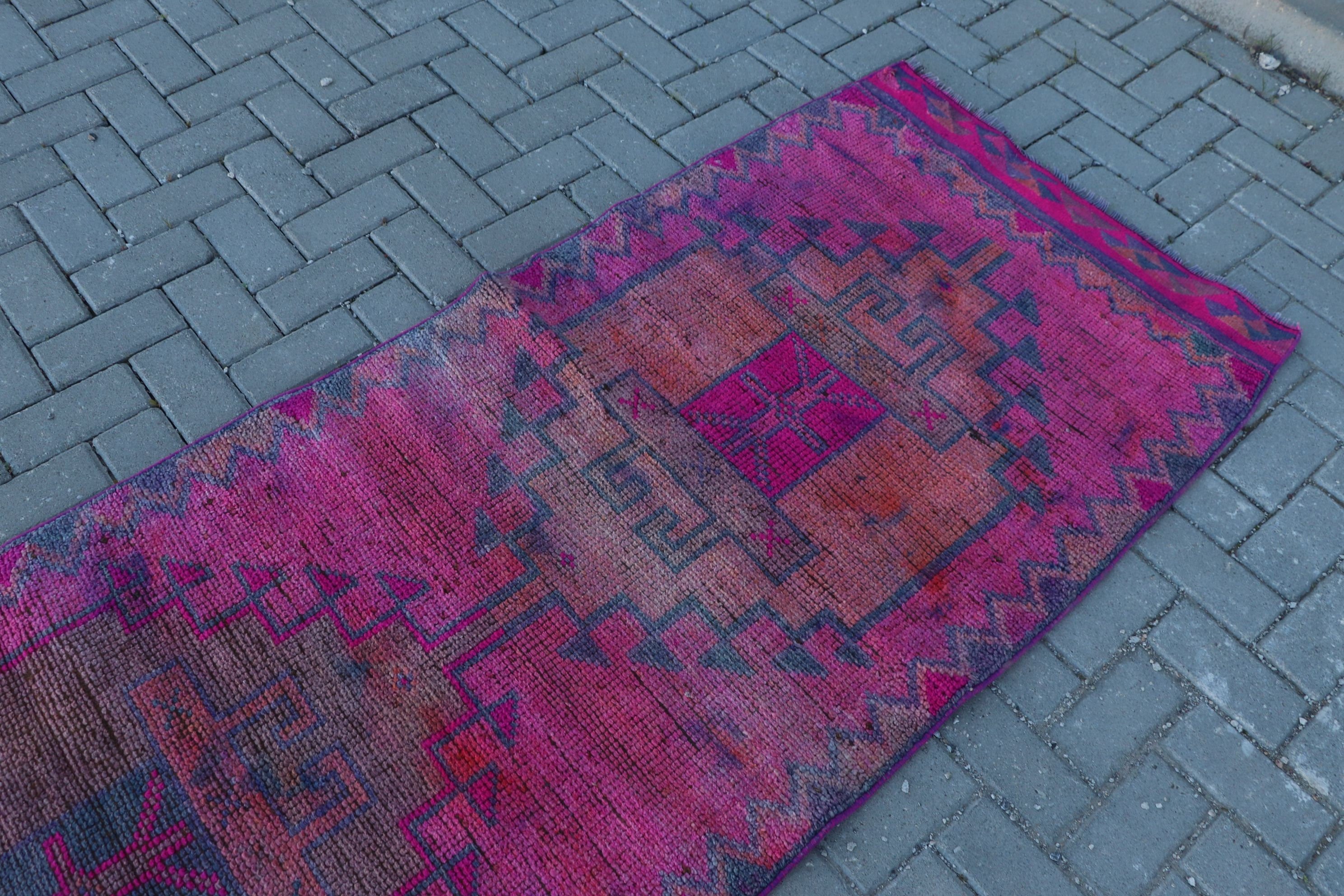 Moroccan Rug, 3x11.9 ft Runner Rug, Stair Rugs, Pink Oriental Rug, Rugs for Runner, Turkey Rug, Turkish Rug, Oriental Rug, Vintage Rugs