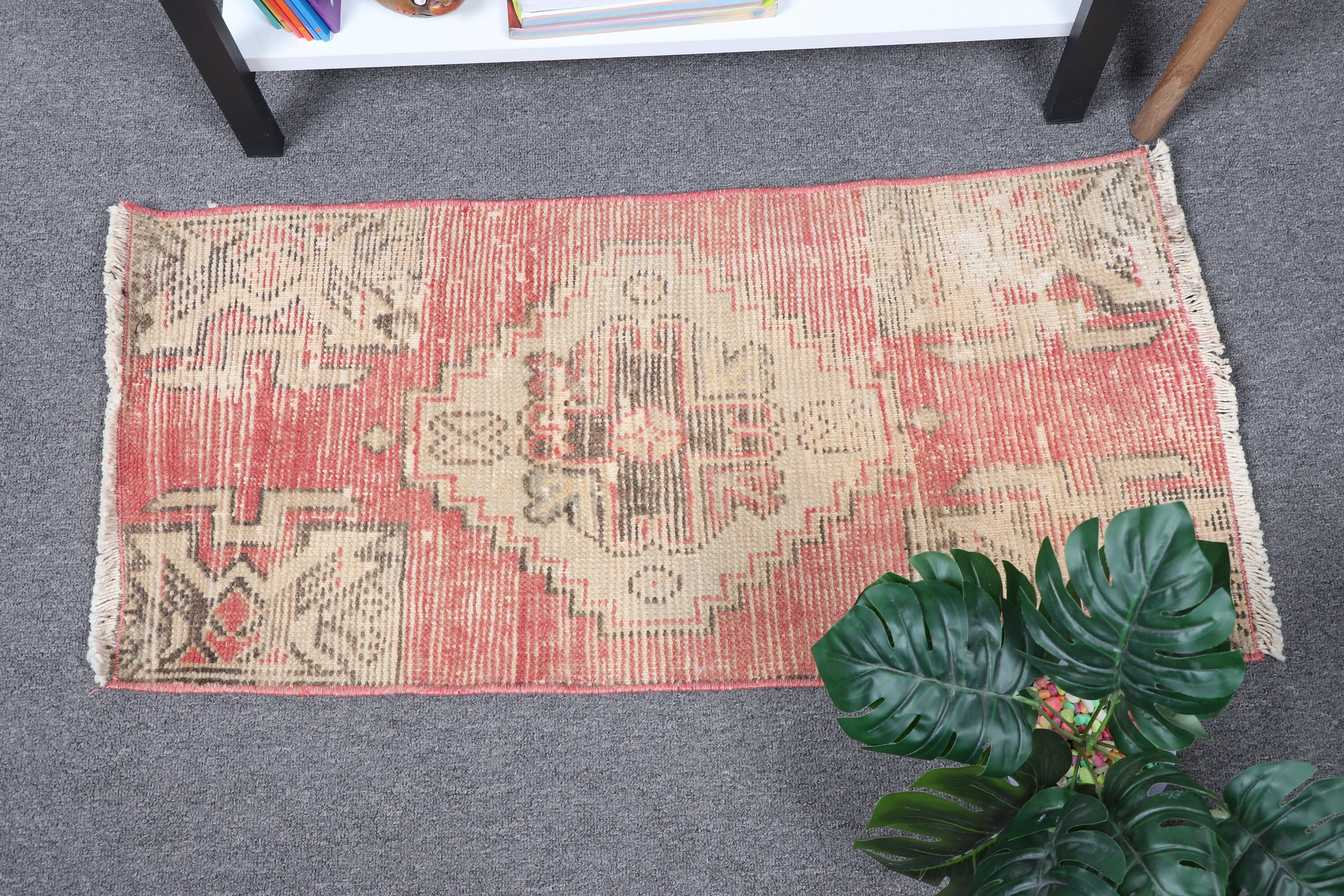 Bedroom Rug, Antique Rug, Turkey Rugs, Red Floor Rug, 1.4x2.8 ft Small Rug, Turkish Rug, Vintage Rugs, Wall Hanging Rugs