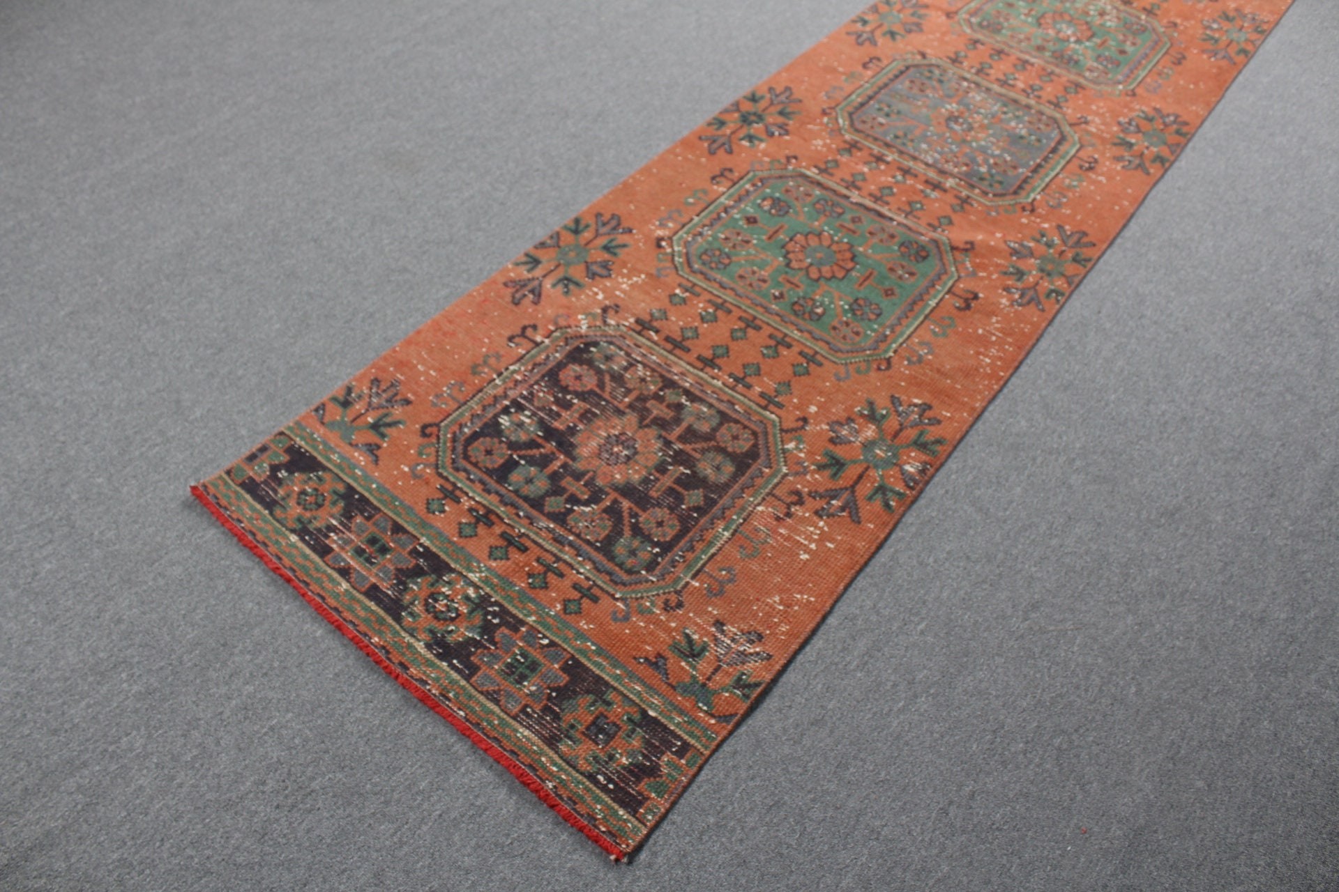 Oushak Rugs, Orange Kitchen Rug, Rugs for Runner, 2.6x11 ft Runner Rug, Corridor Rugs, Stair Rugs, Vintage Rugs, Turkish Rug, Moroccan Rug