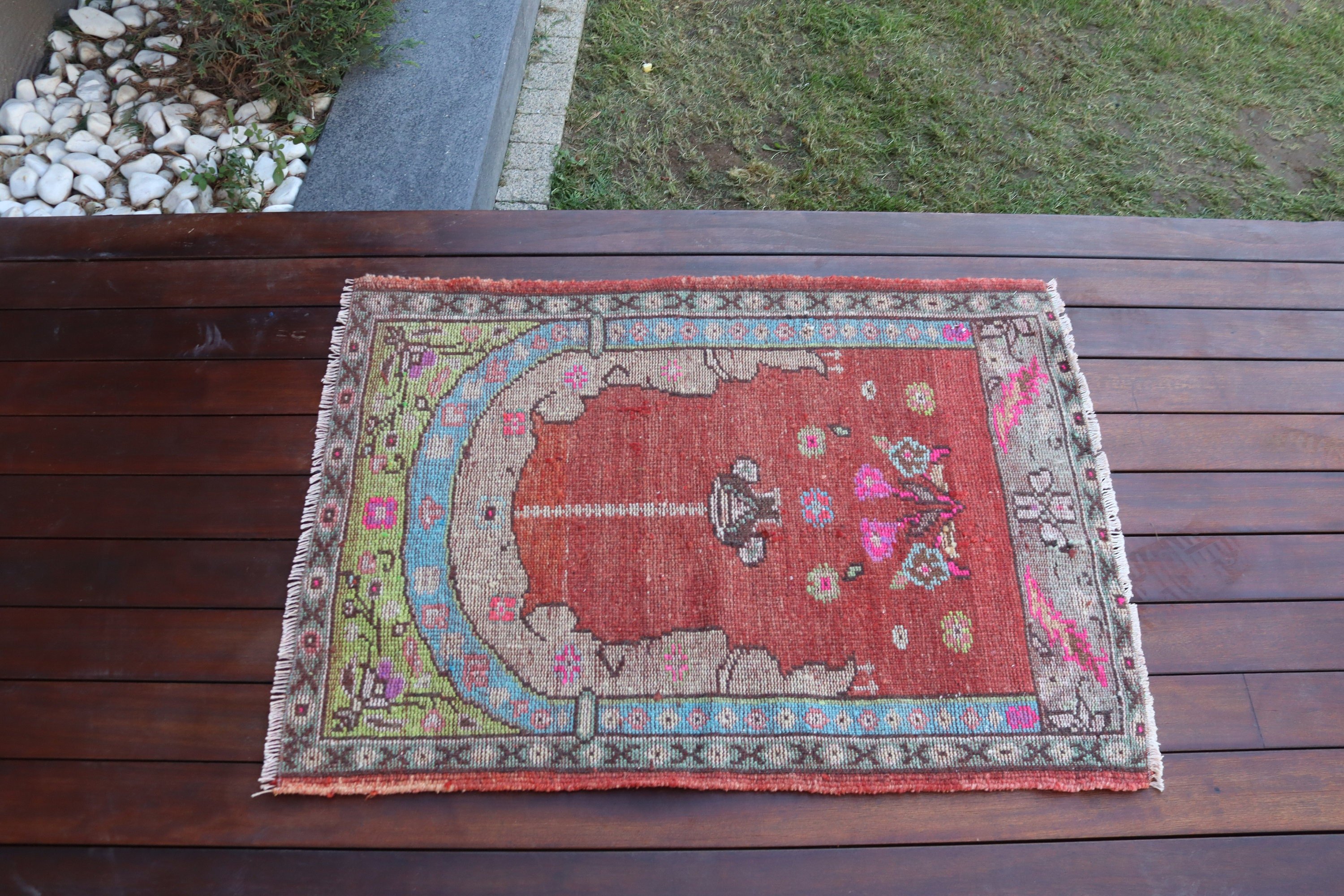 Kırmızı Antika Halı, Vintage Halılar, Egzotik Halılar, Küçük Vintage Halılar, Modern Halılar, Türk Halıları, Giriş Halısı, 2.4x3.2 ft Küçük Halı, Oushak Halıları