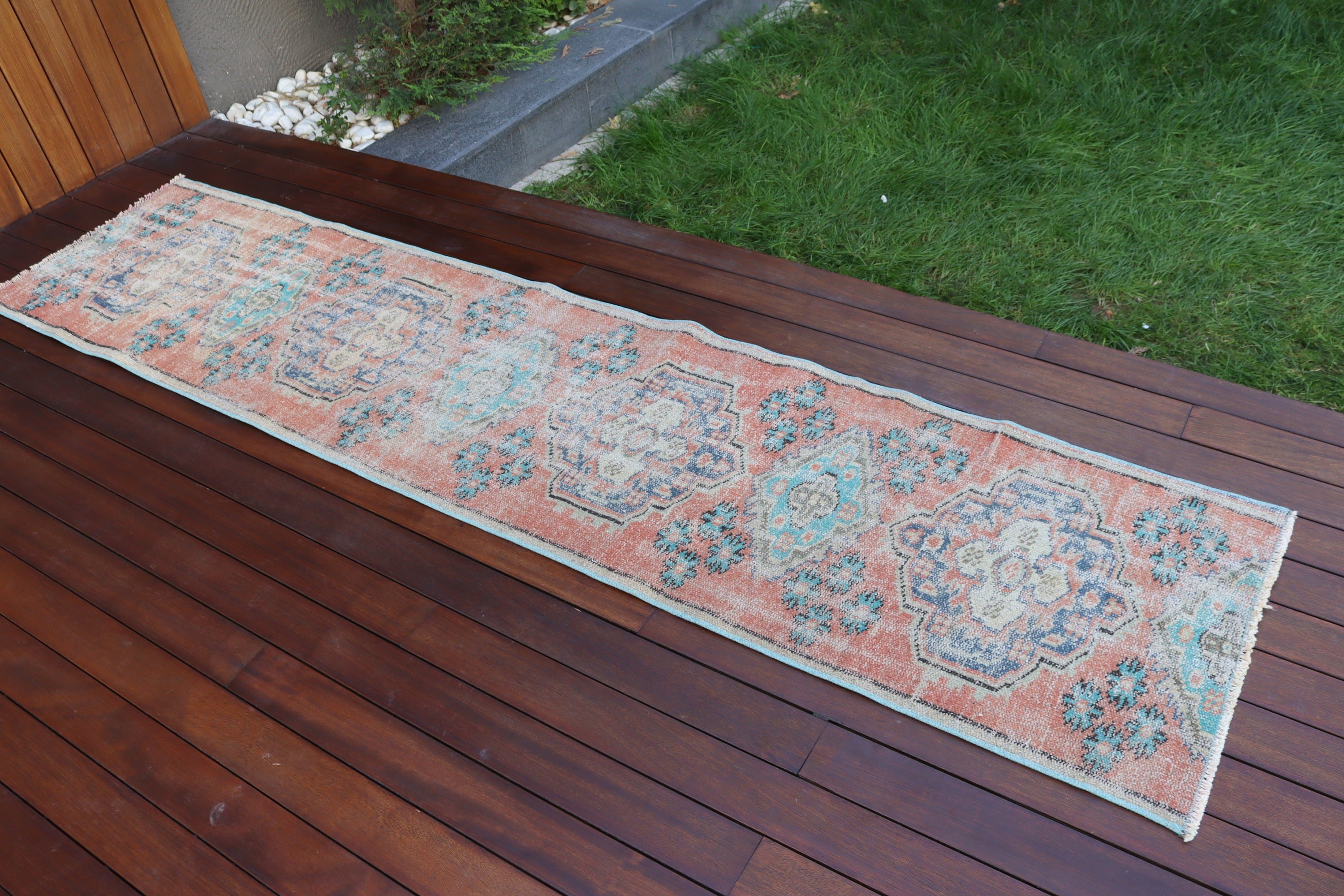 Merdiven Halısı, Turuncu Ev Dekor Halıları, Türk Halısı, Dış Mekan Halısı, Boho Halıları, Vintage Runner Halısı, Vintage Halıları, Yer Halıları, 1.9x8.5 ft Runner Halısı