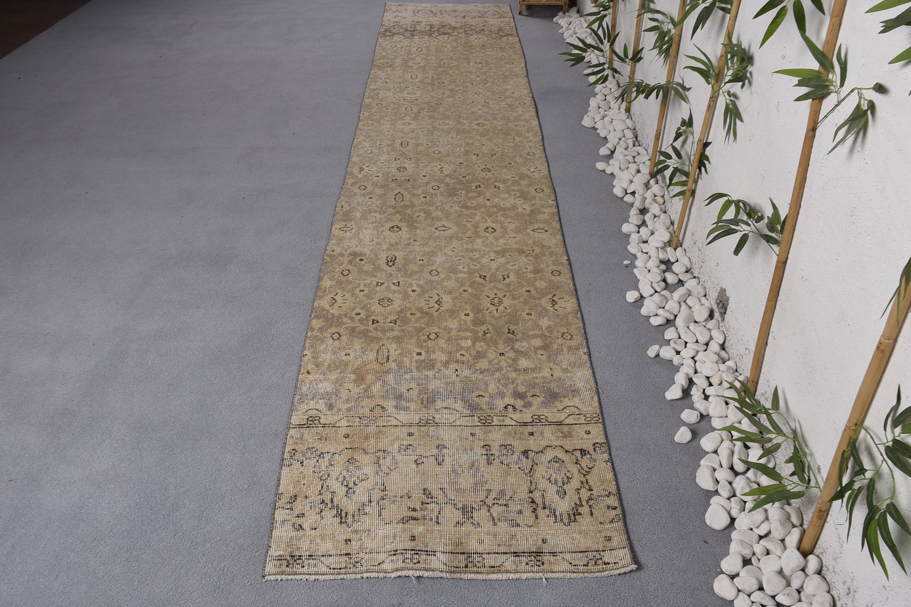 2.4x12.6 ft Runner Rugs, Hallway Rugs, Beige Moroccan Rugs, Vintage Runner Rugs, Handwoven Rug, Turkish Rugs, Vintage Rug, Neutral Rug