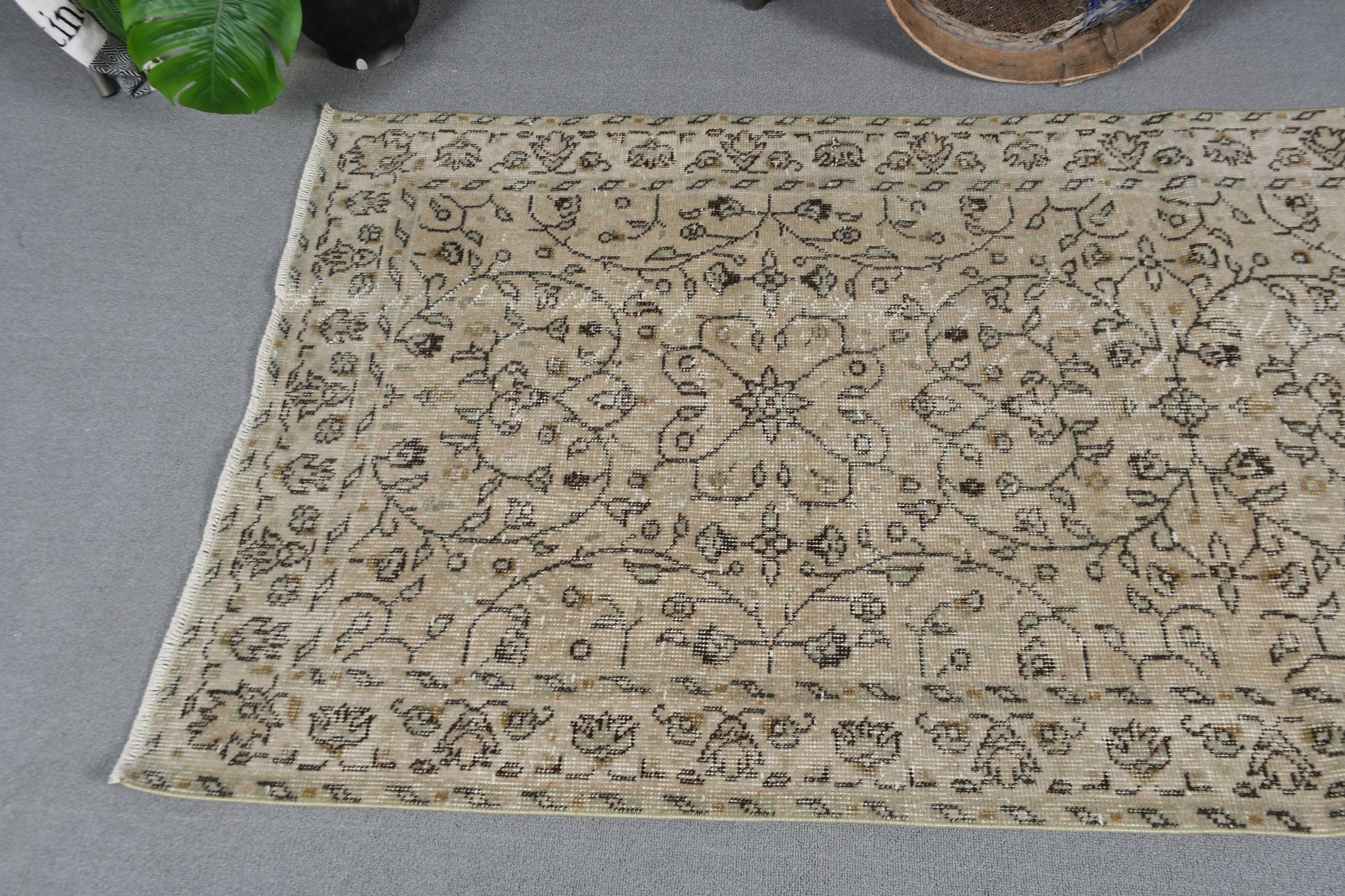 Antique Rug, Bedroom Rug, Cute Rug, Vintage Rug, Oushak Rug, Turkish Rugs, Nursery Rug, Beige Oriental Rugs, 3.1x6.6 ft Accent Rugs