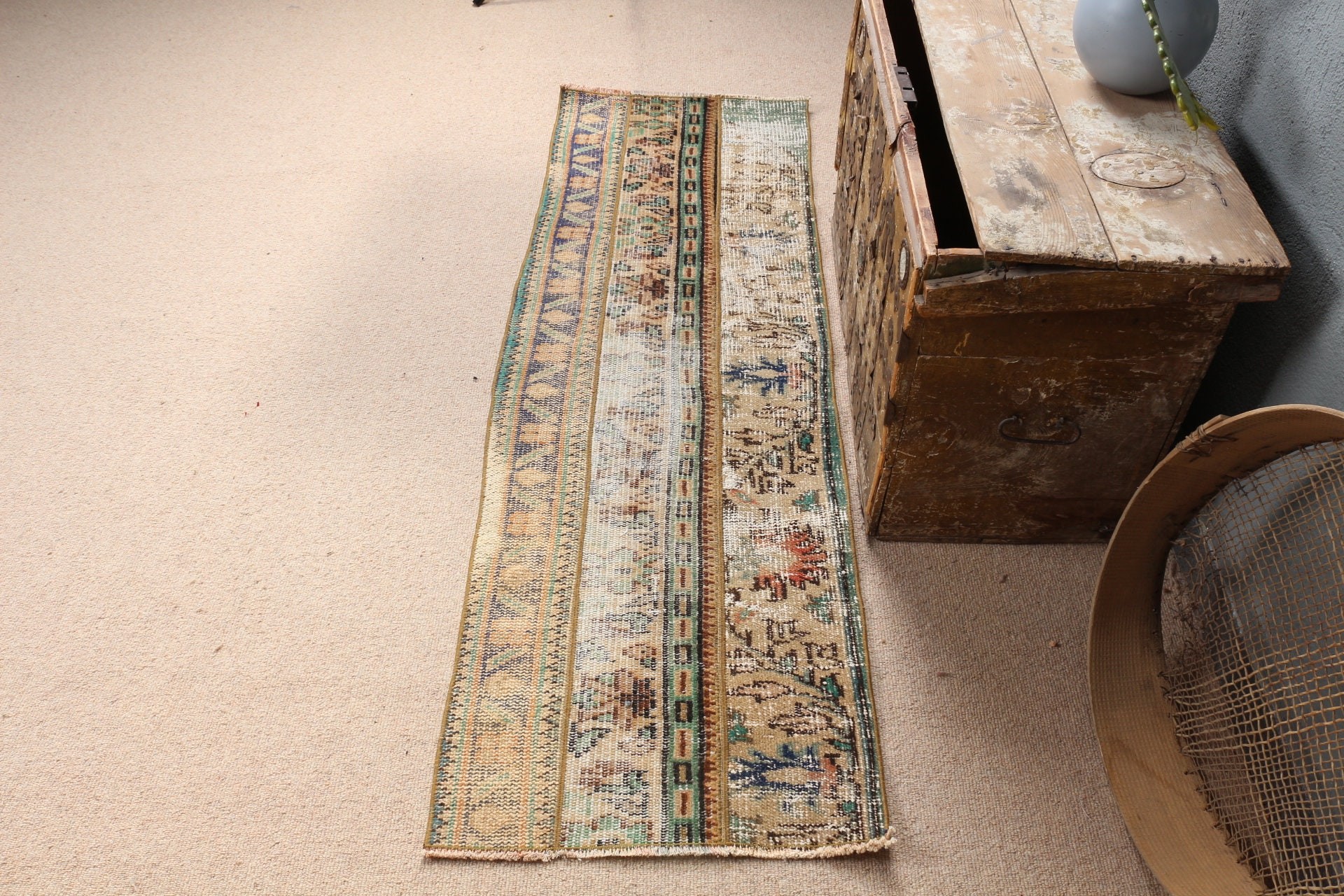 Stair Rug, Vintage Rug, Outdoor Rug, Turkish Rug, 1.8x5.6 ft Runner Rug, Beige Kitchen Rug, Rugs for Hallway, Moroccan Rug, Antique Rug