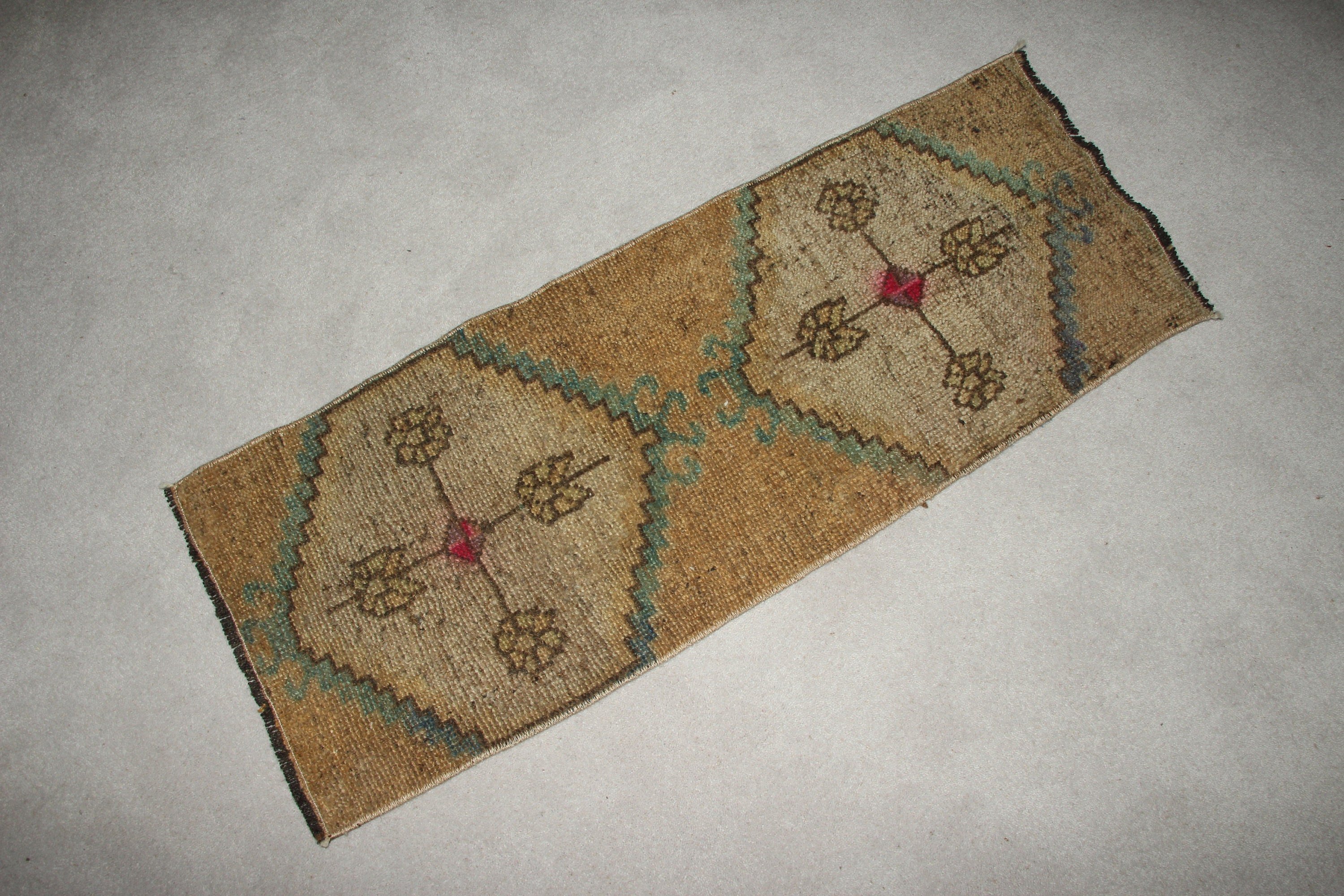 Doğal Halı, Türk Halısı, Araba Paspas Halıları, Ev Dekor Halısı, Kapı Paspas Halısı, Vintage Halı, Oryantal Halı, Bej 1.2x3.1 ft Küçük Halı