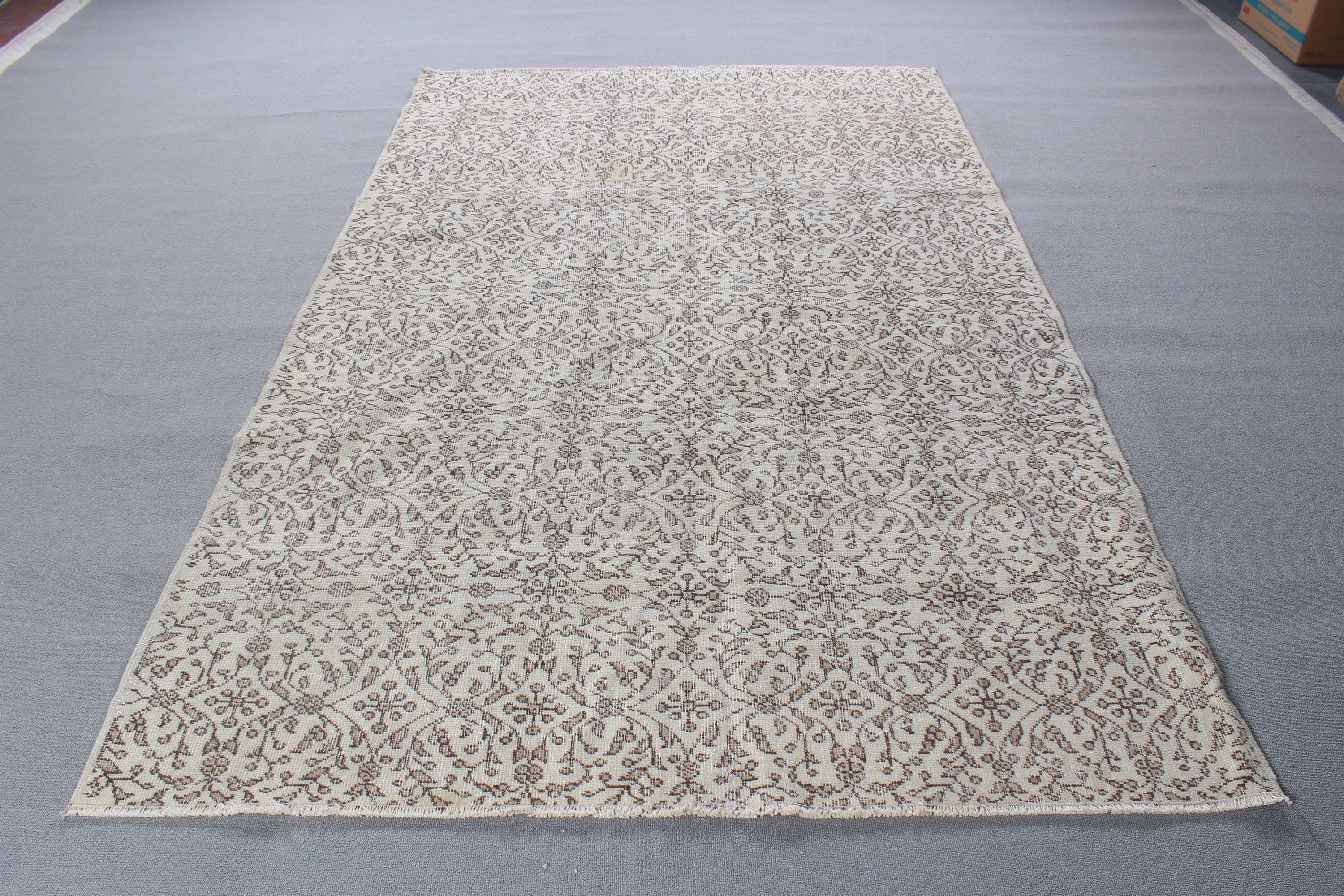 5.2x8.3 ft Büyük Halılar, Kabile Halısı, Bej Mutfak Halıları, Boho Halısı, Vintage Halı, Büyük Oushak Halısı, Türk Halısı, Havalı Halılar, Oturma Odası Halısı