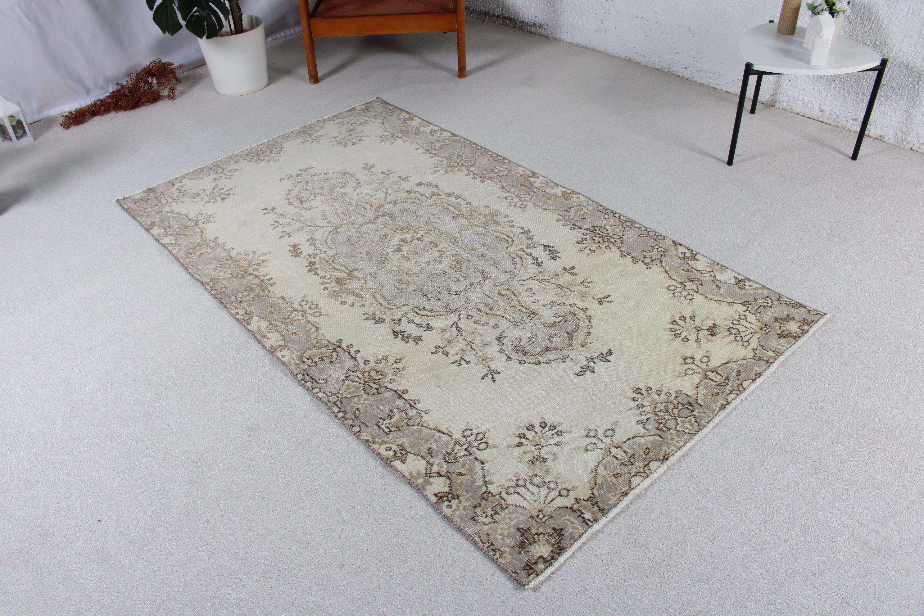 Kitchen Rug, Geometric Rug, Nursery Rug, Exotic Rug, Beige Neutral Rug, 3.6x6.3 ft Accent Rugs, Neutral Rugs, Vintage Rug, Turkish Rugs