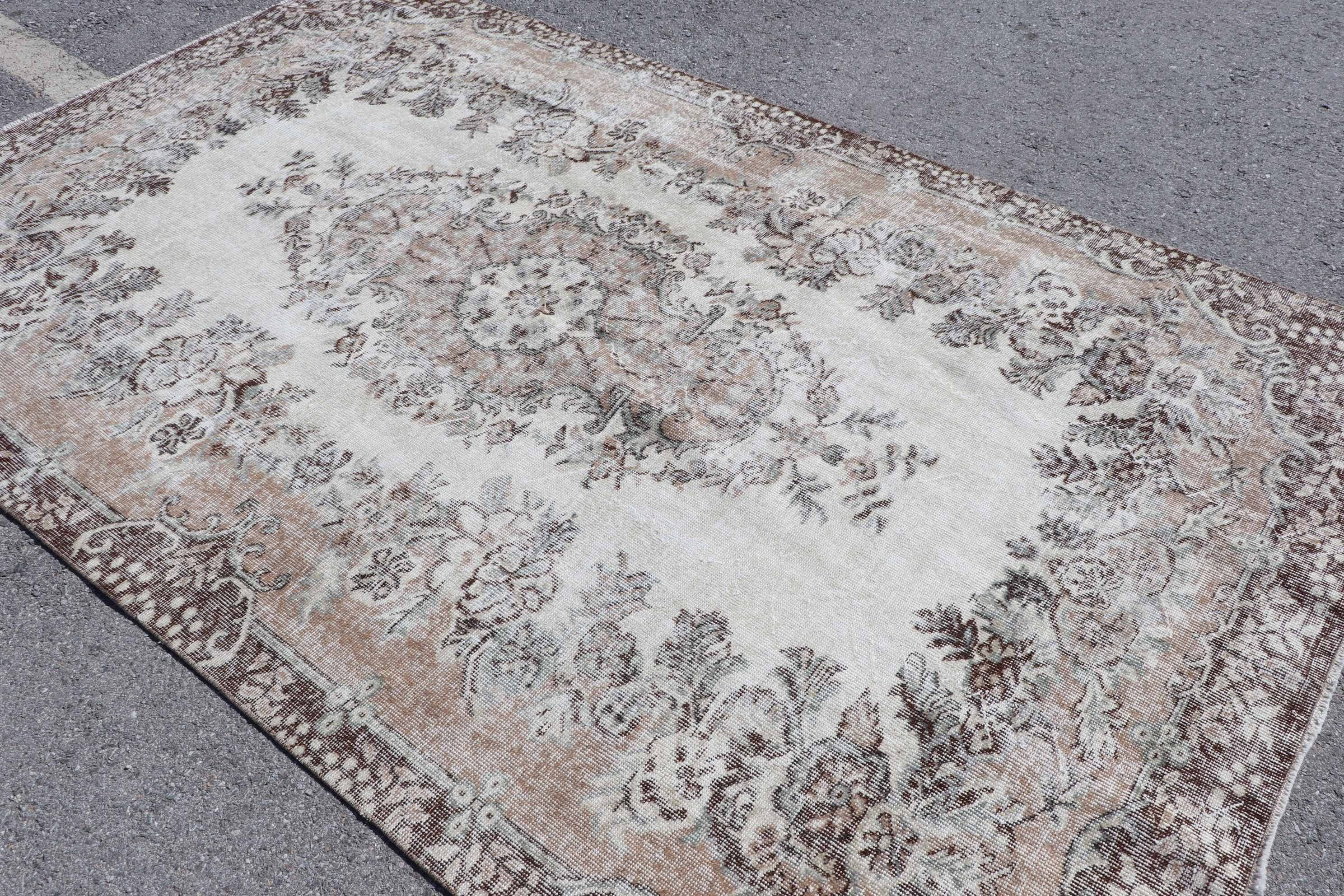 Türk Halısı, Bej Oushak Halıları, Salon Halısı, Antika Halılar, Yatak Odası Halıları, Yün Halılar, Vintage Halı, Salon Halıları, 5,6x9,3 ft Büyük Halılar