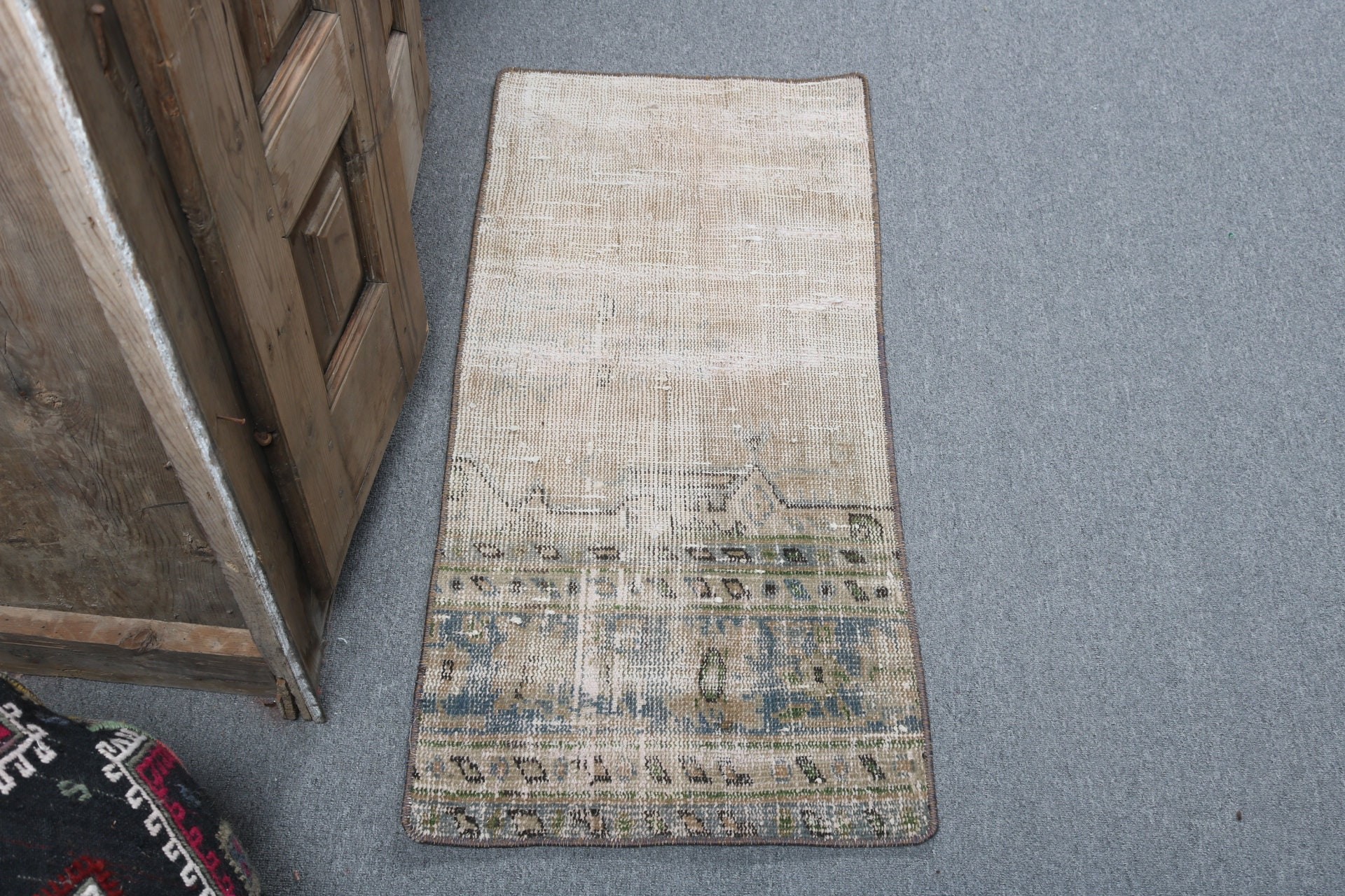 Floor Rug, Vintage Rugs, Turkish Rugs, Bathroom Rugs, 1.6x3.5 ft Small Rugs, Brown Neutral Rugs, Modern Rug, Small Vintage Rug, Kitchen Rug